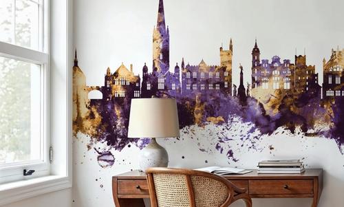 Derry Northern Ireland Skyline Purple & Gold