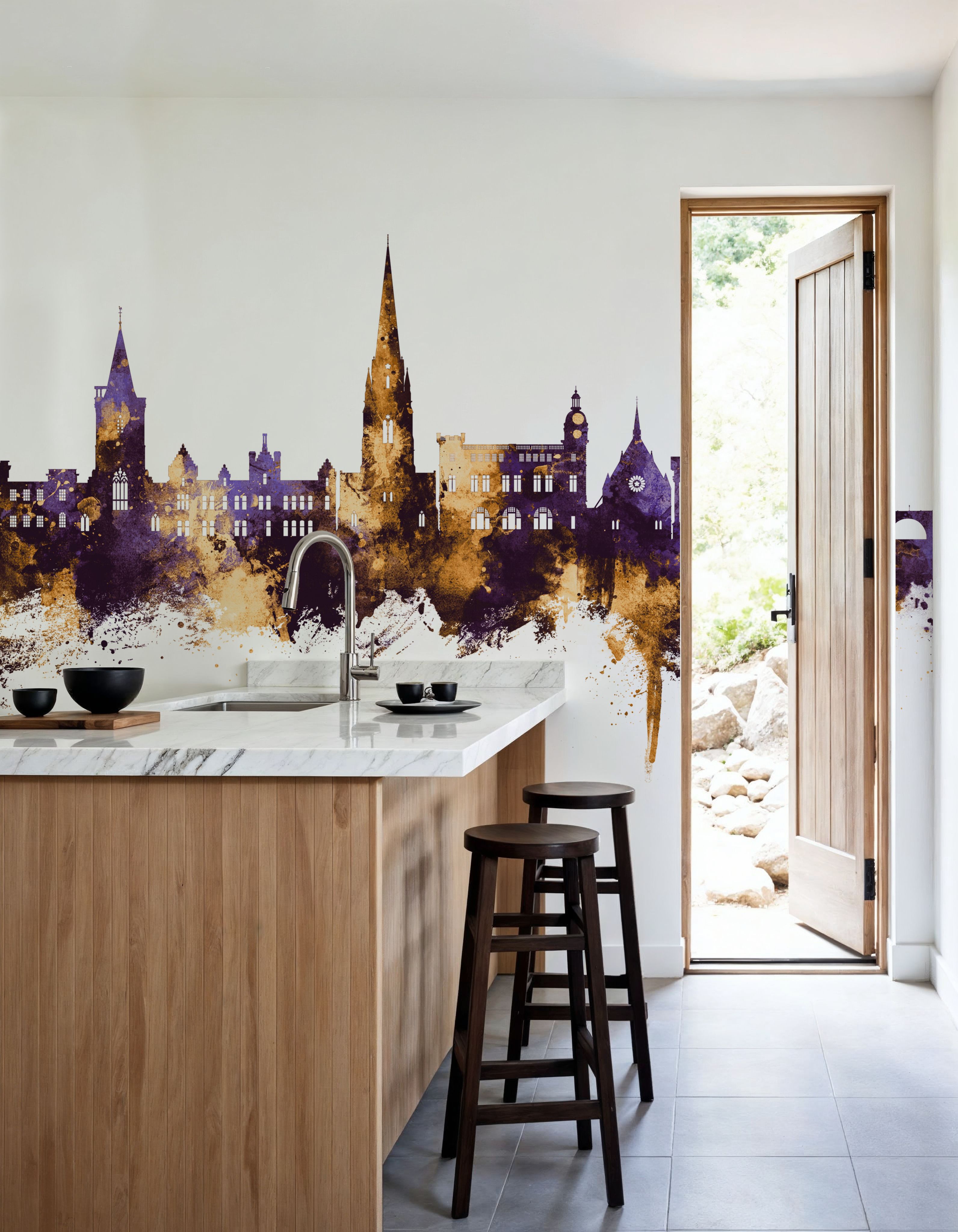 Perth Scotland Skyline Purple & Gold