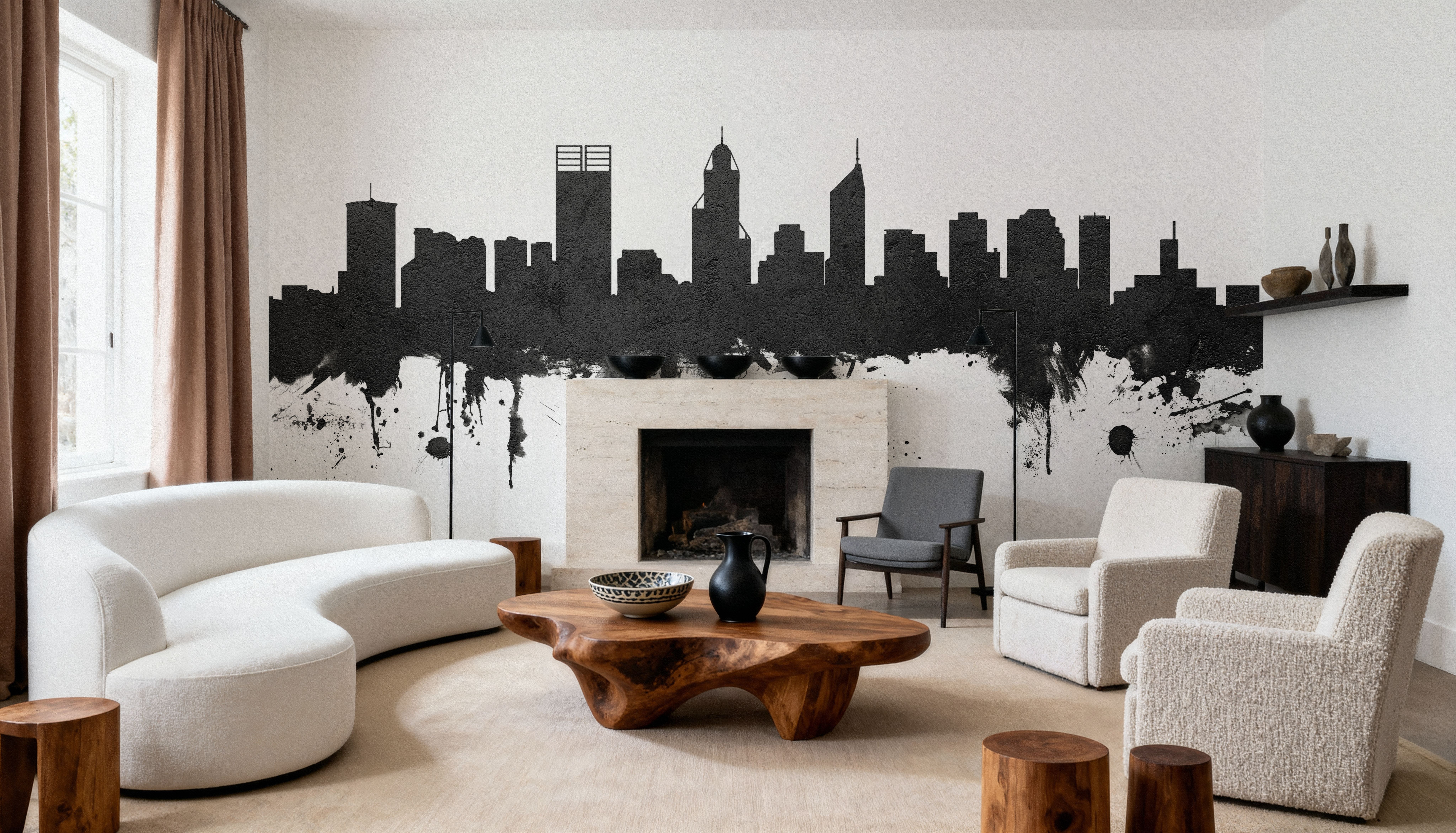 Perth Australia Skyline Black & White