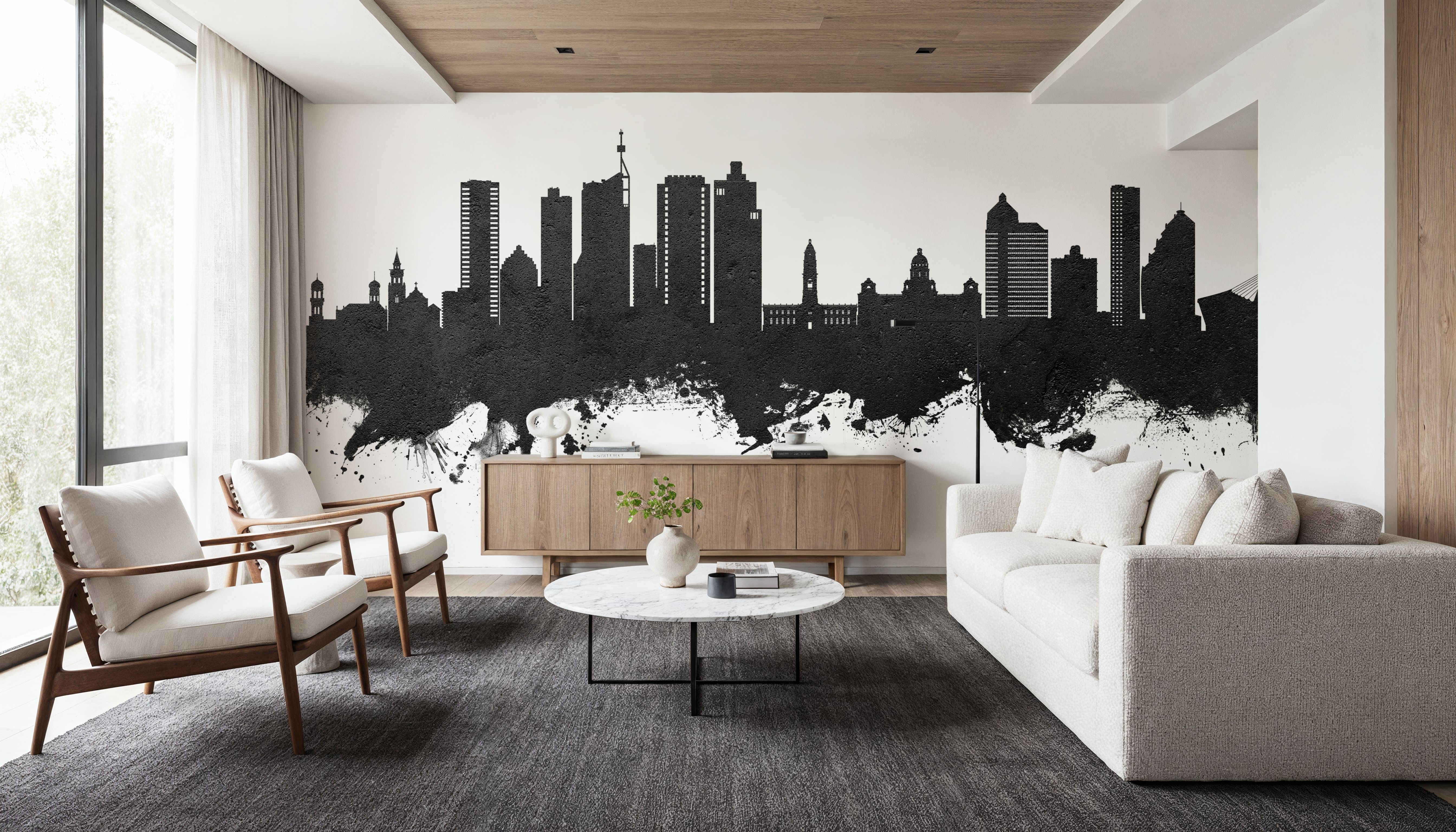 Durban South Africa Skyline Black & White, Wallpaper