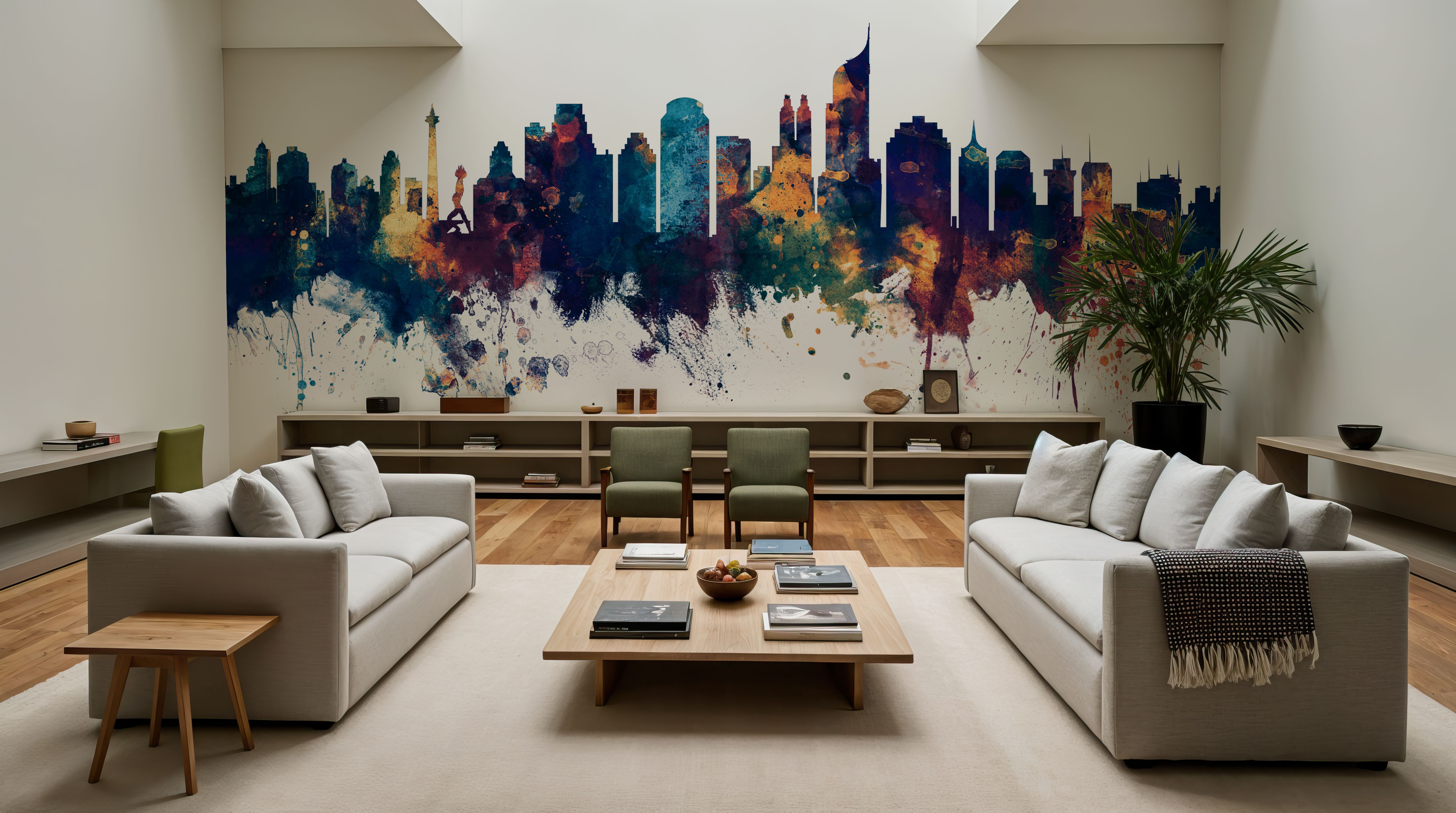 Jakarta Skyline Indonesia Blue & Bronze, Wallpaper