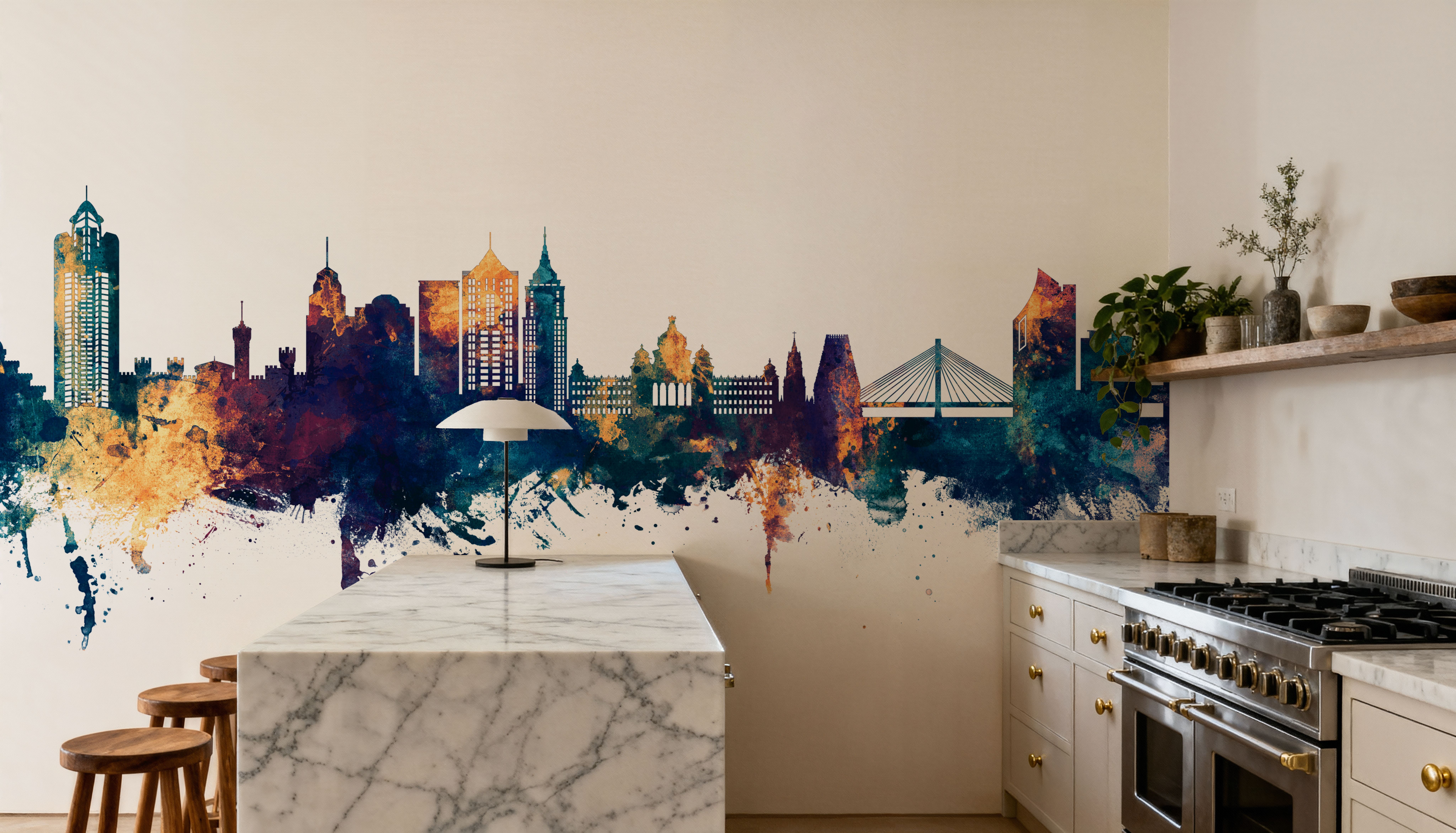 Bengaluru India Skyline Blue & Bronze, Carte da parati