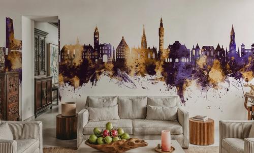 Lille France Skyline Purple & Gold