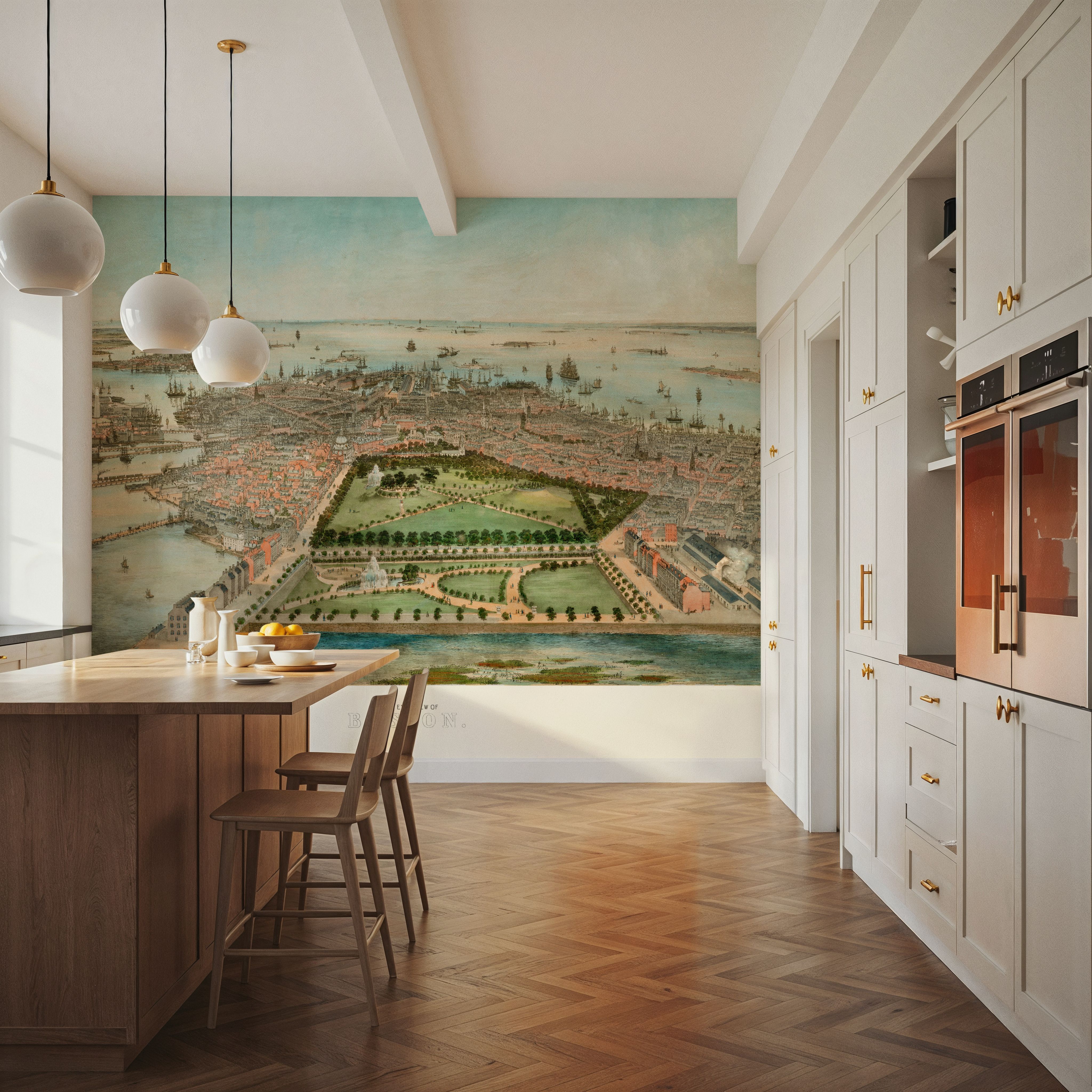 Old Aerial View of Boston, Massachusetts