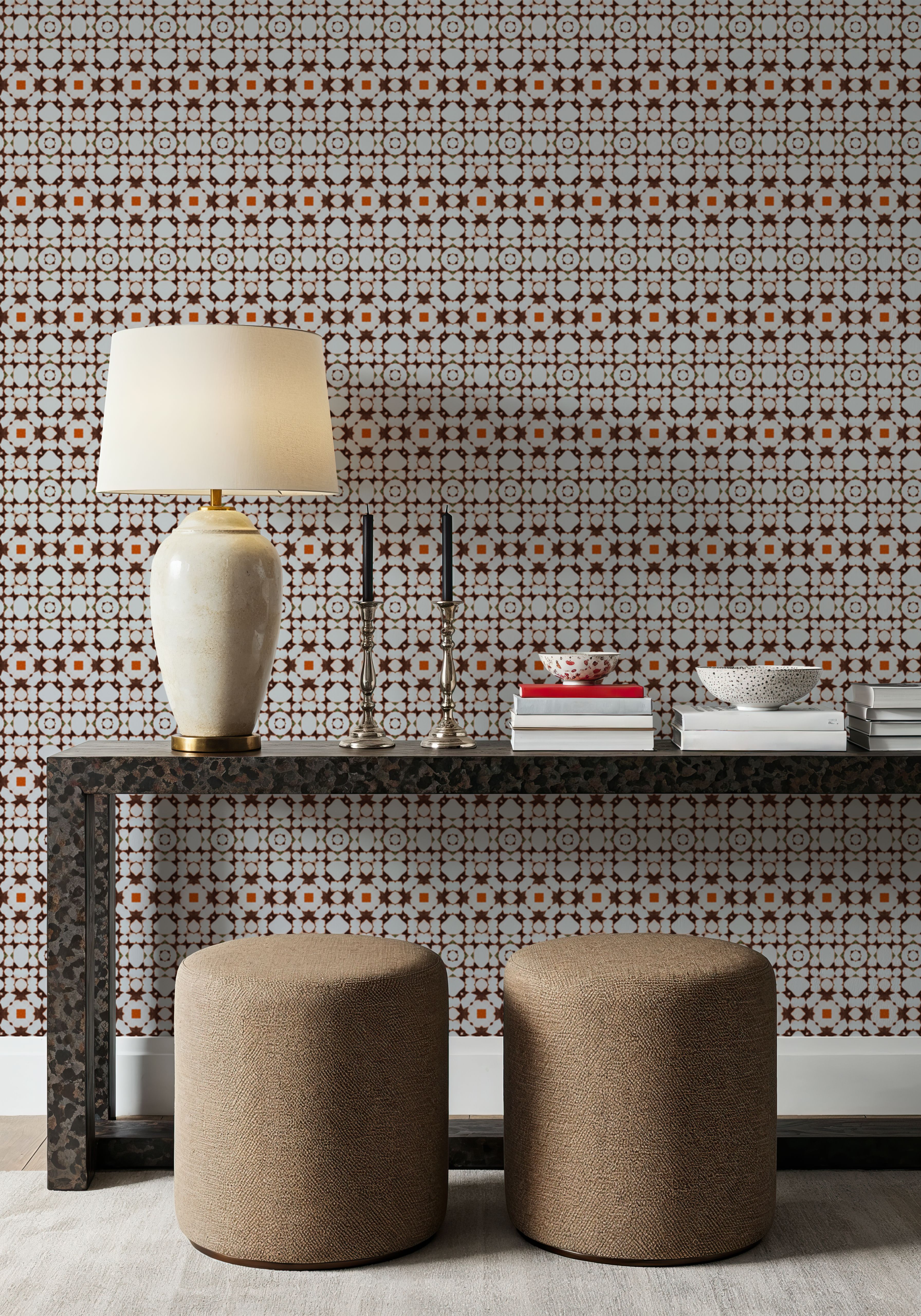 Wallpaper - Imi - Lines Tiles - Brown - Bedroom - Wallism US - Premium, Textured or Peel & Stick
