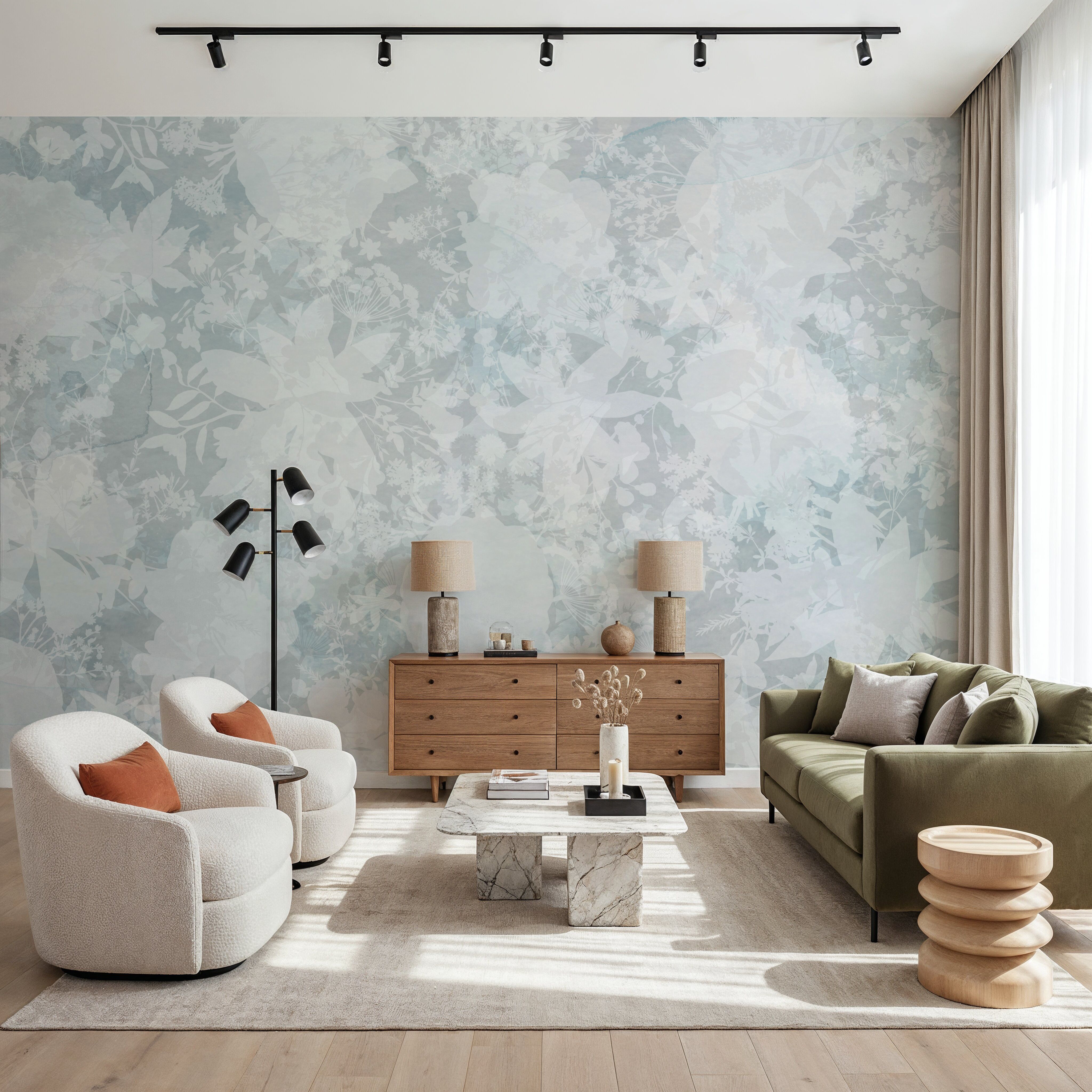 Flower Silhouette Blue