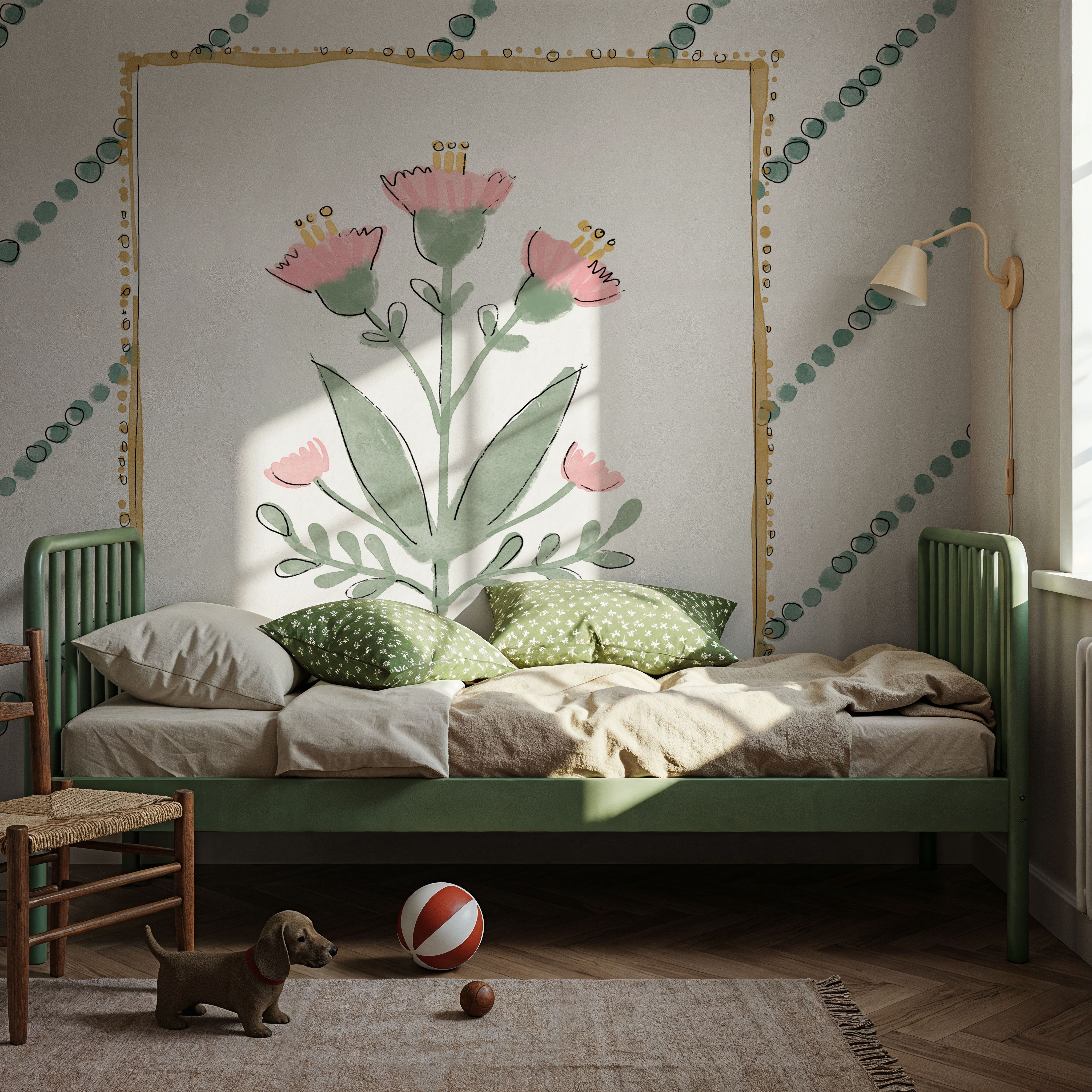 Wall Mural - Stylish Sayings VI - Polka Dots Stripes mural wallpaper - Kids' Room - Wallism US - Premium, Textured or Peel & Stick