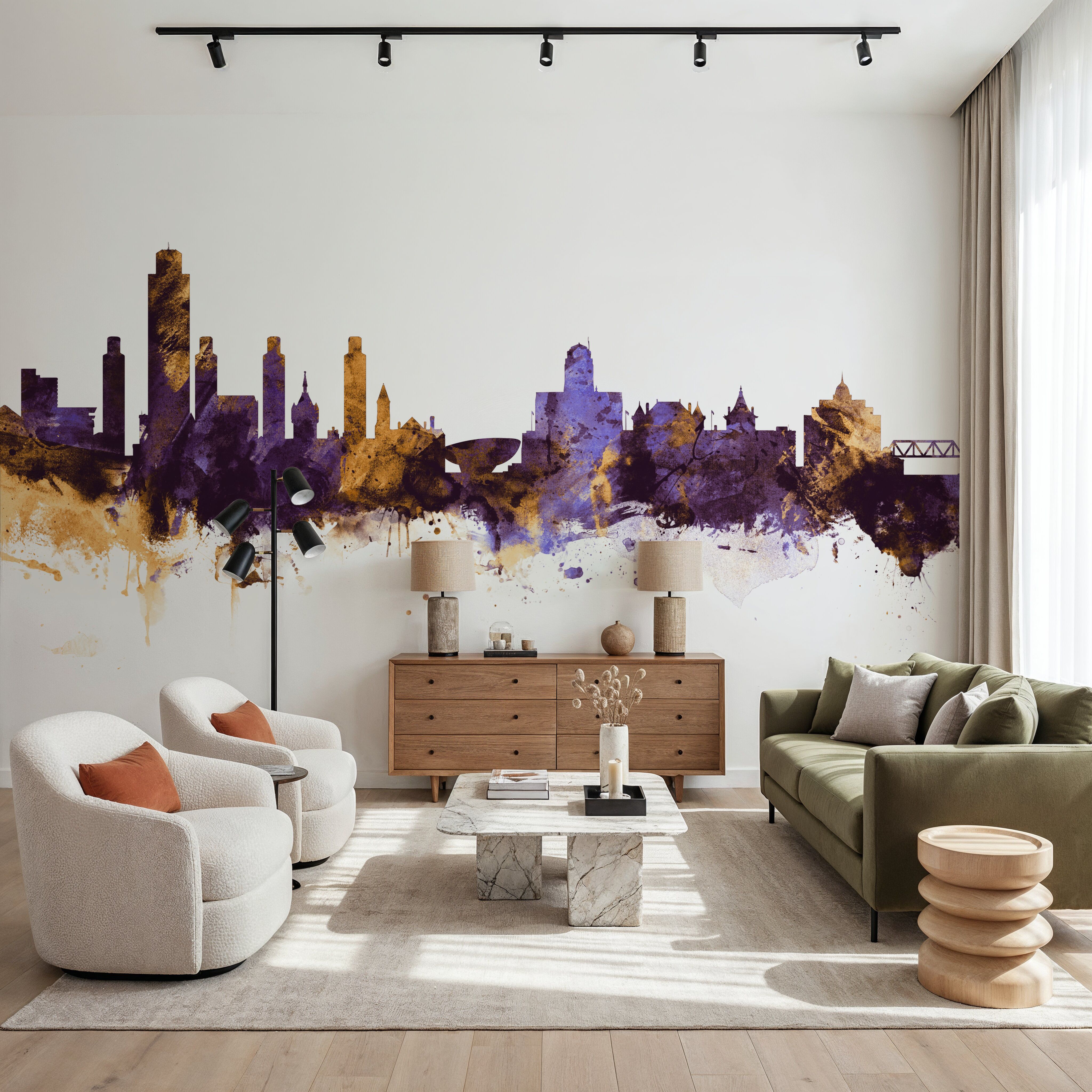 Albany New York Skyline Purple & Gold