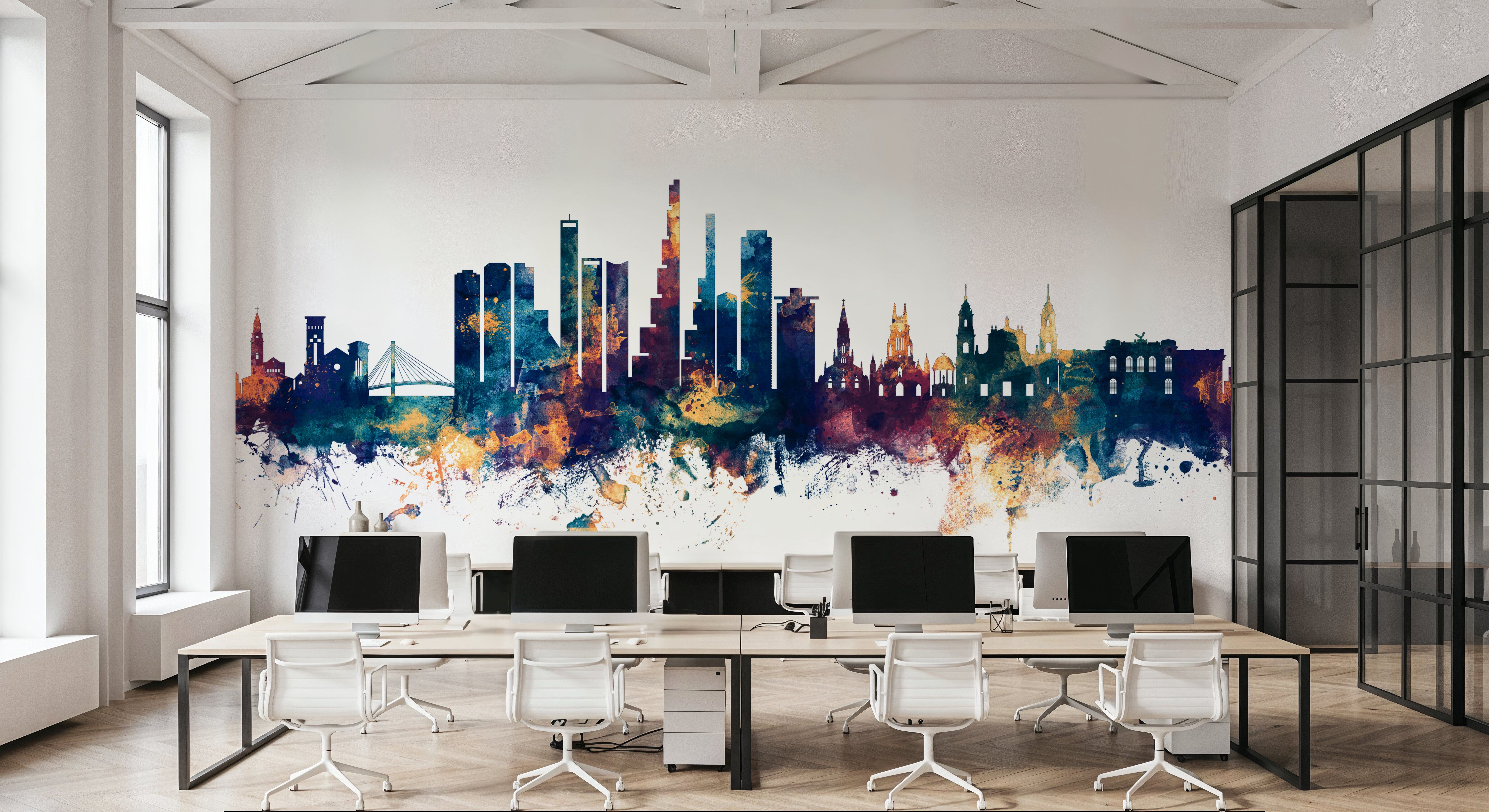 Bogotá Colombia Skyline Blue & Bronze, Wallpaper