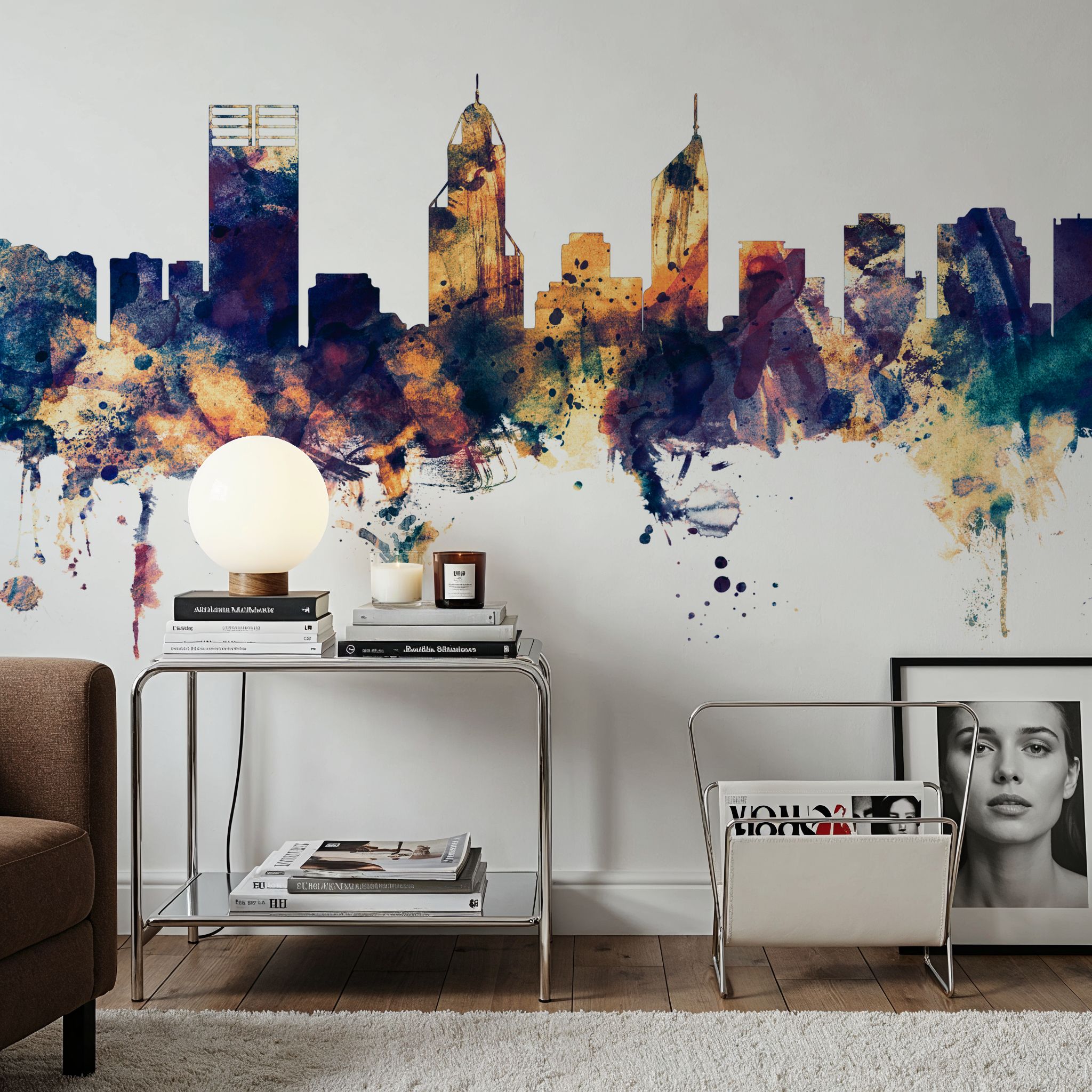 Perth Australia Skyline Blue & Bronze