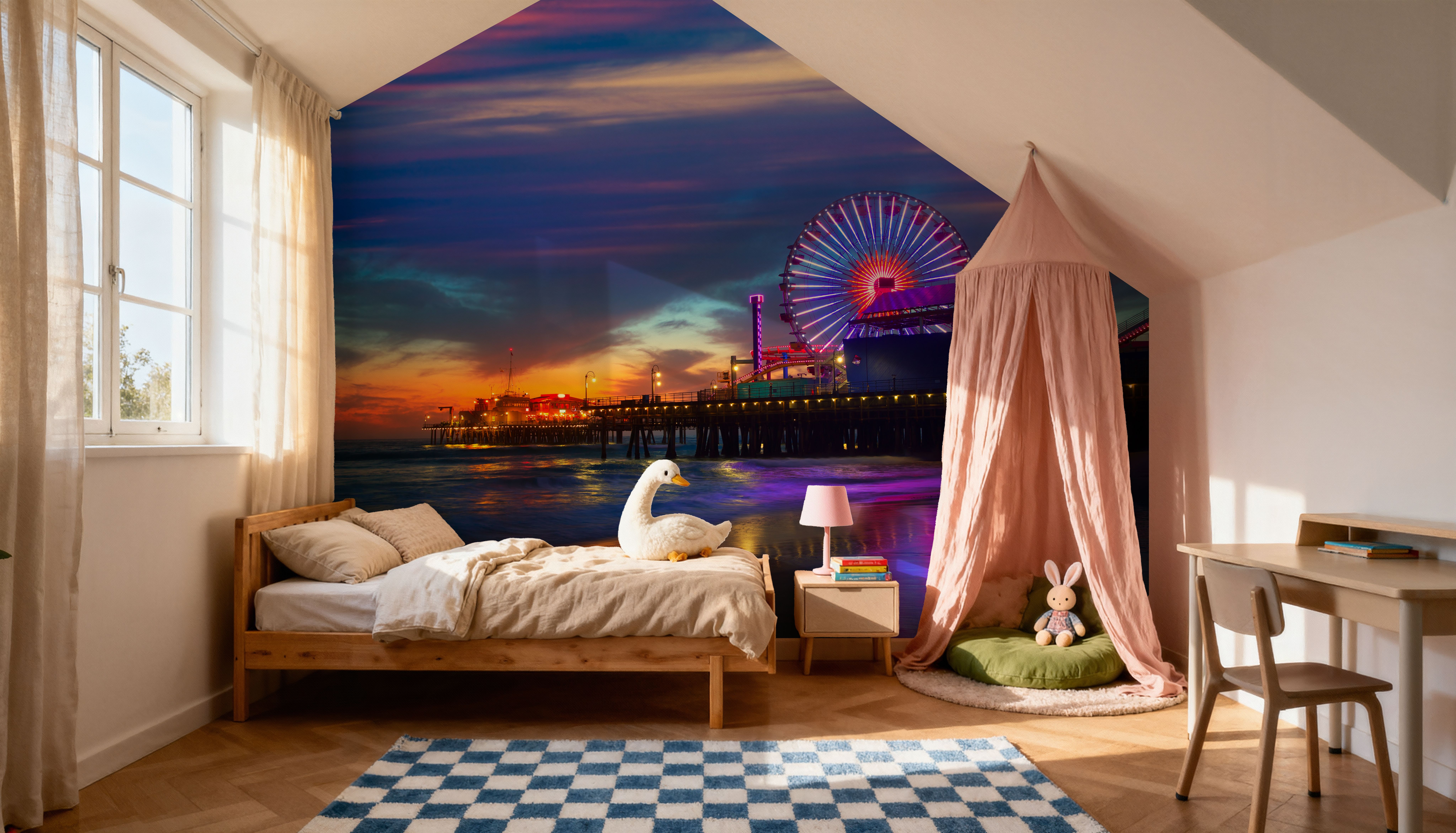 Santa Monica Pier Sunset Purple