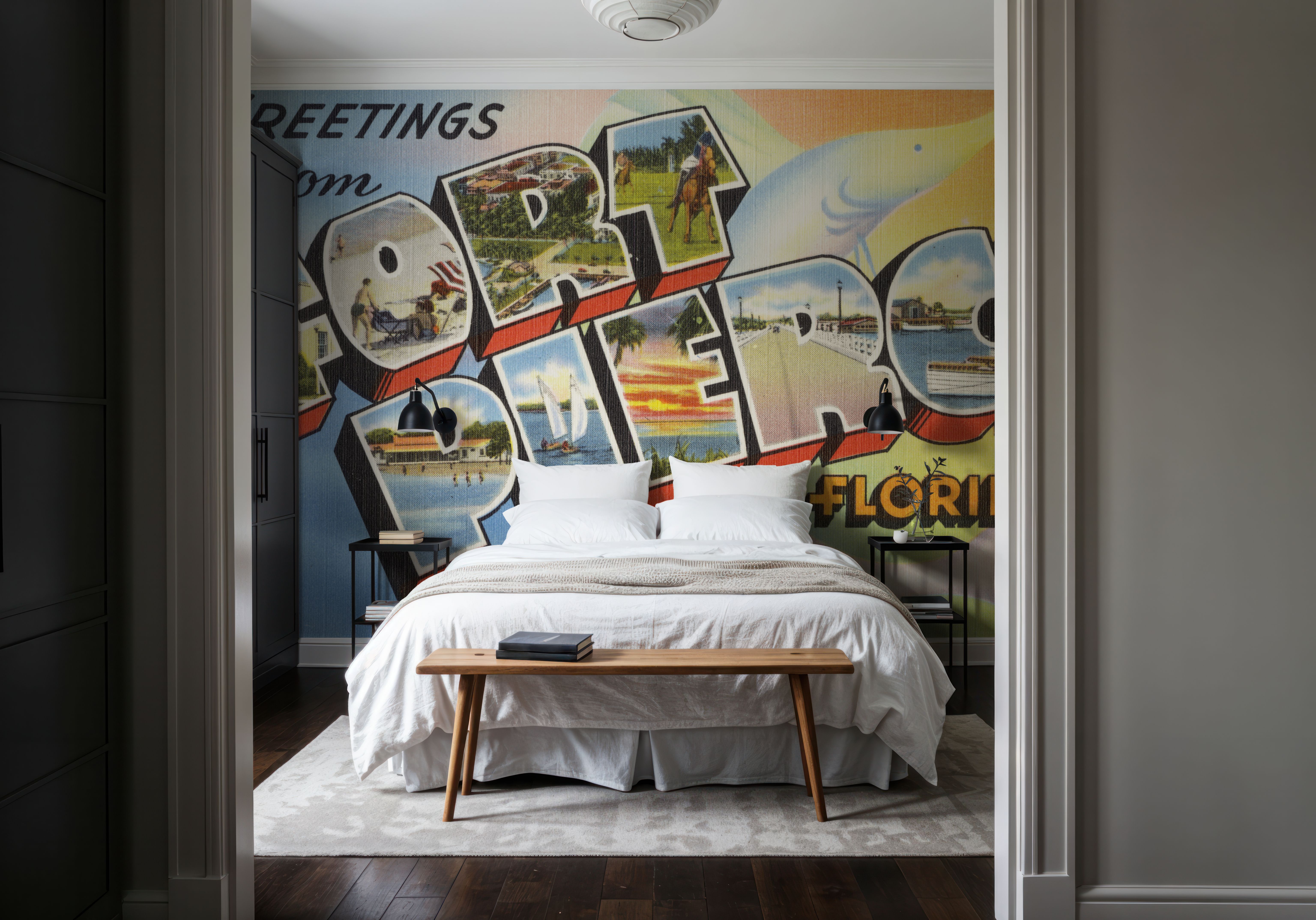 Greetings from Fort Pierce - Screenprint Postcard, Wallpaper