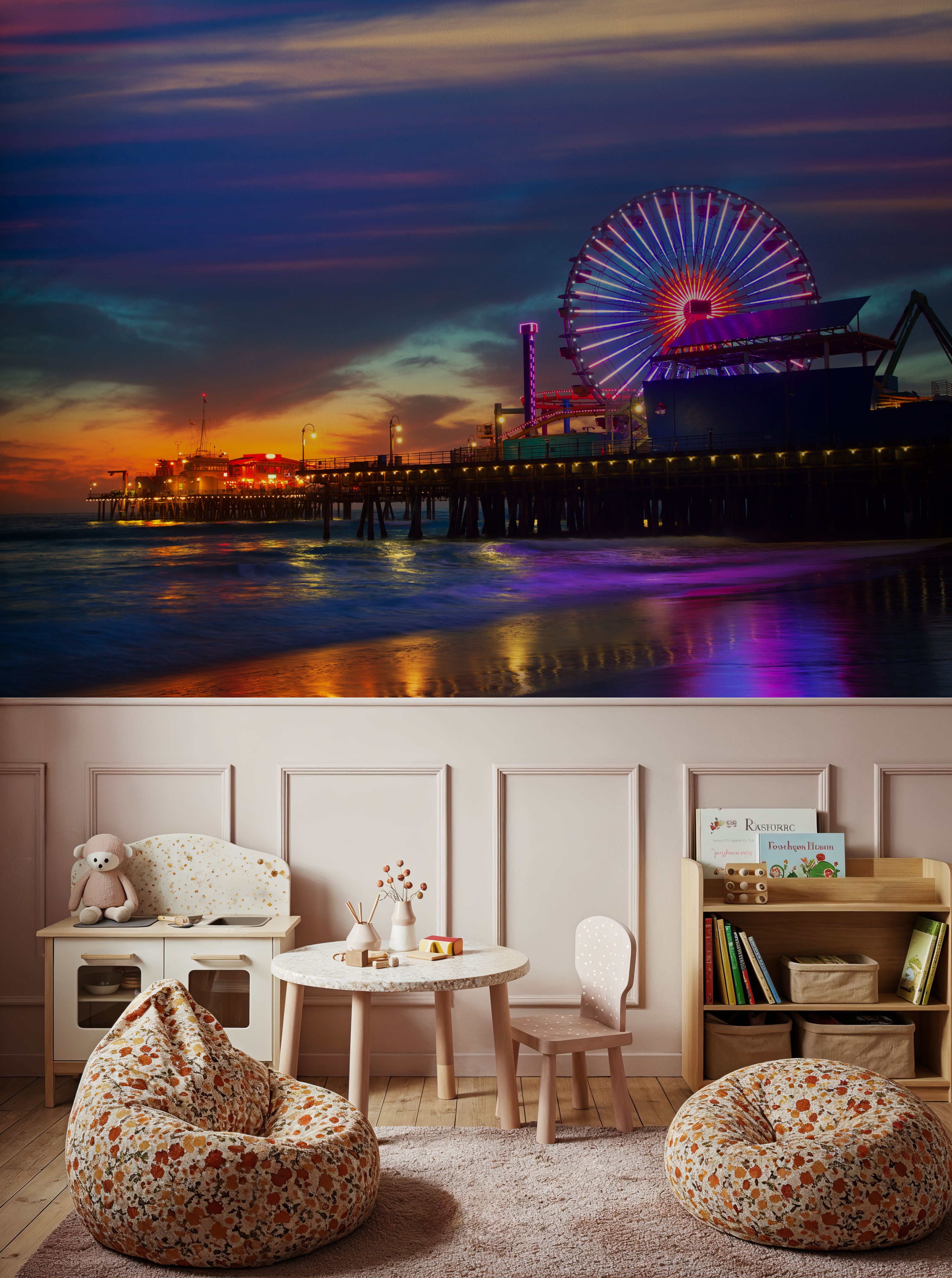 Santa Monica Pier Sunset Purple