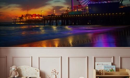 Santa Monica Pier Sunset Purple
