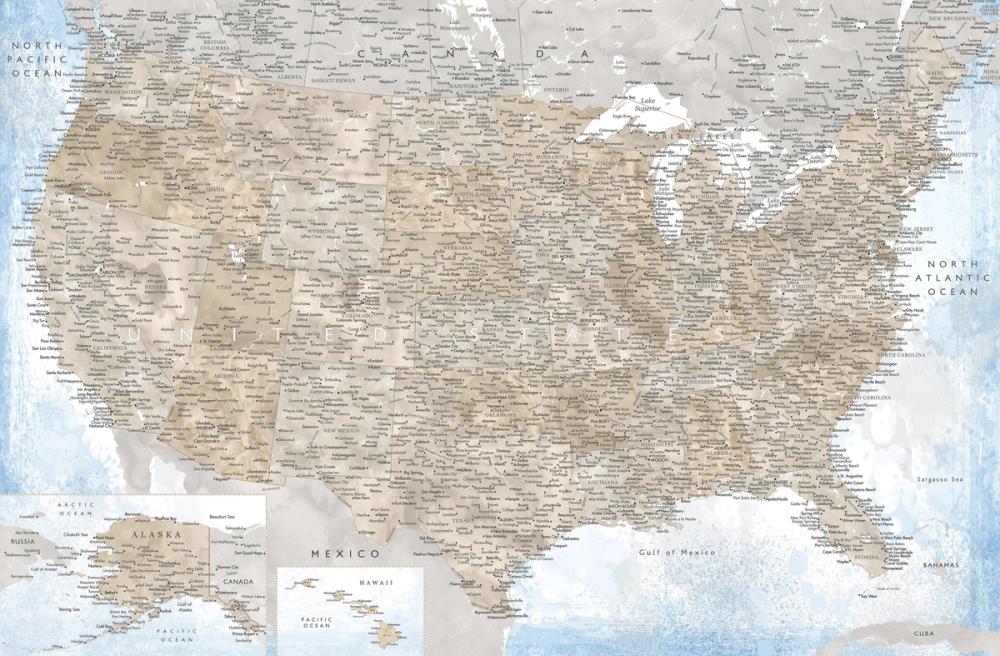 US Map Detailed - Ghada