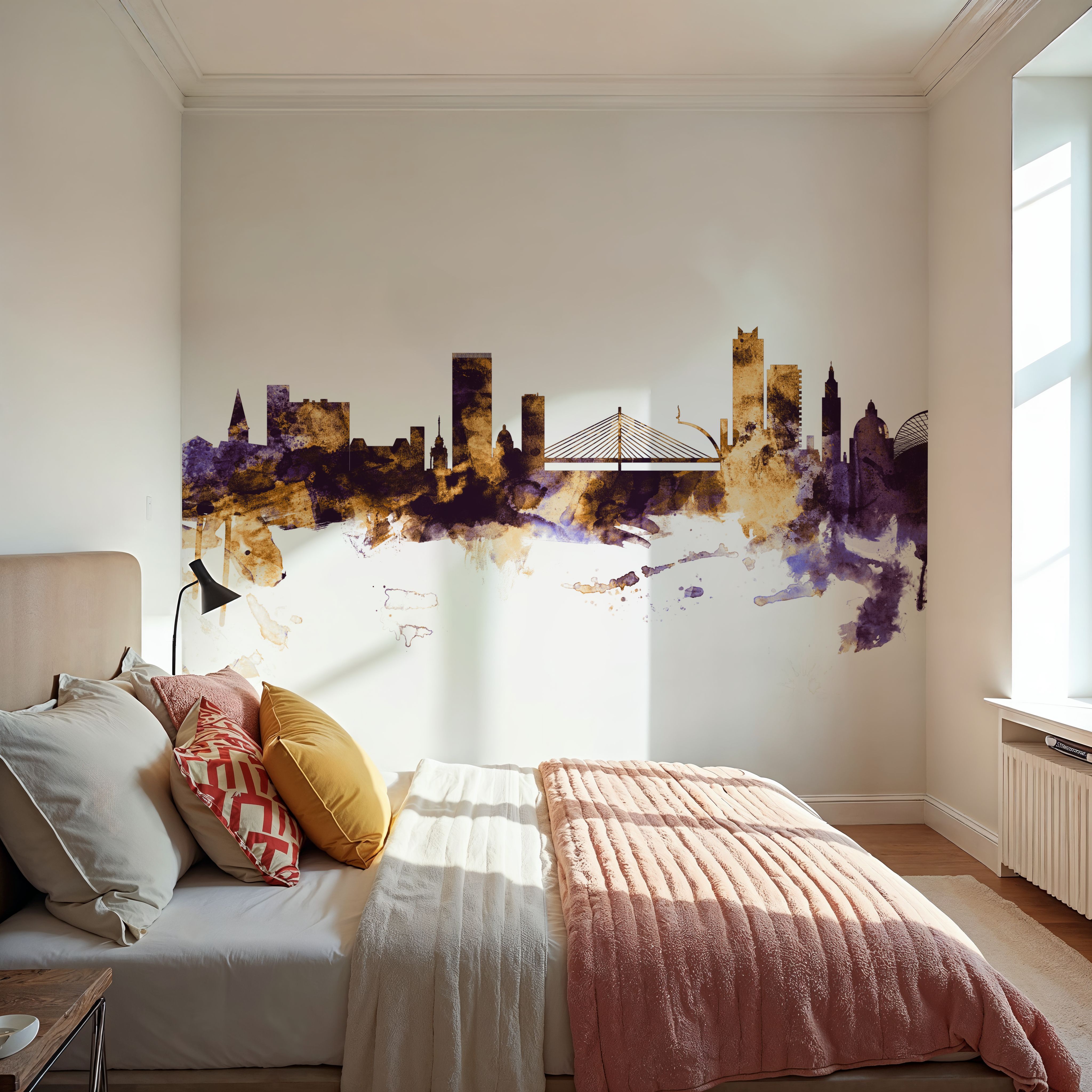 Liege Belgium Skyline Purple & Gold