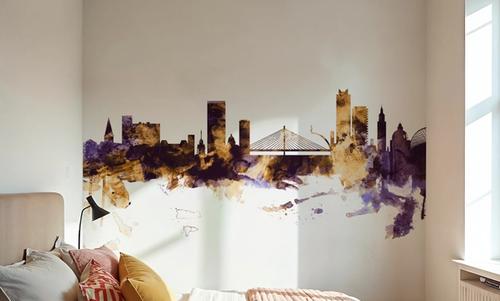 Liege Belgium Skyline Purple & Gold