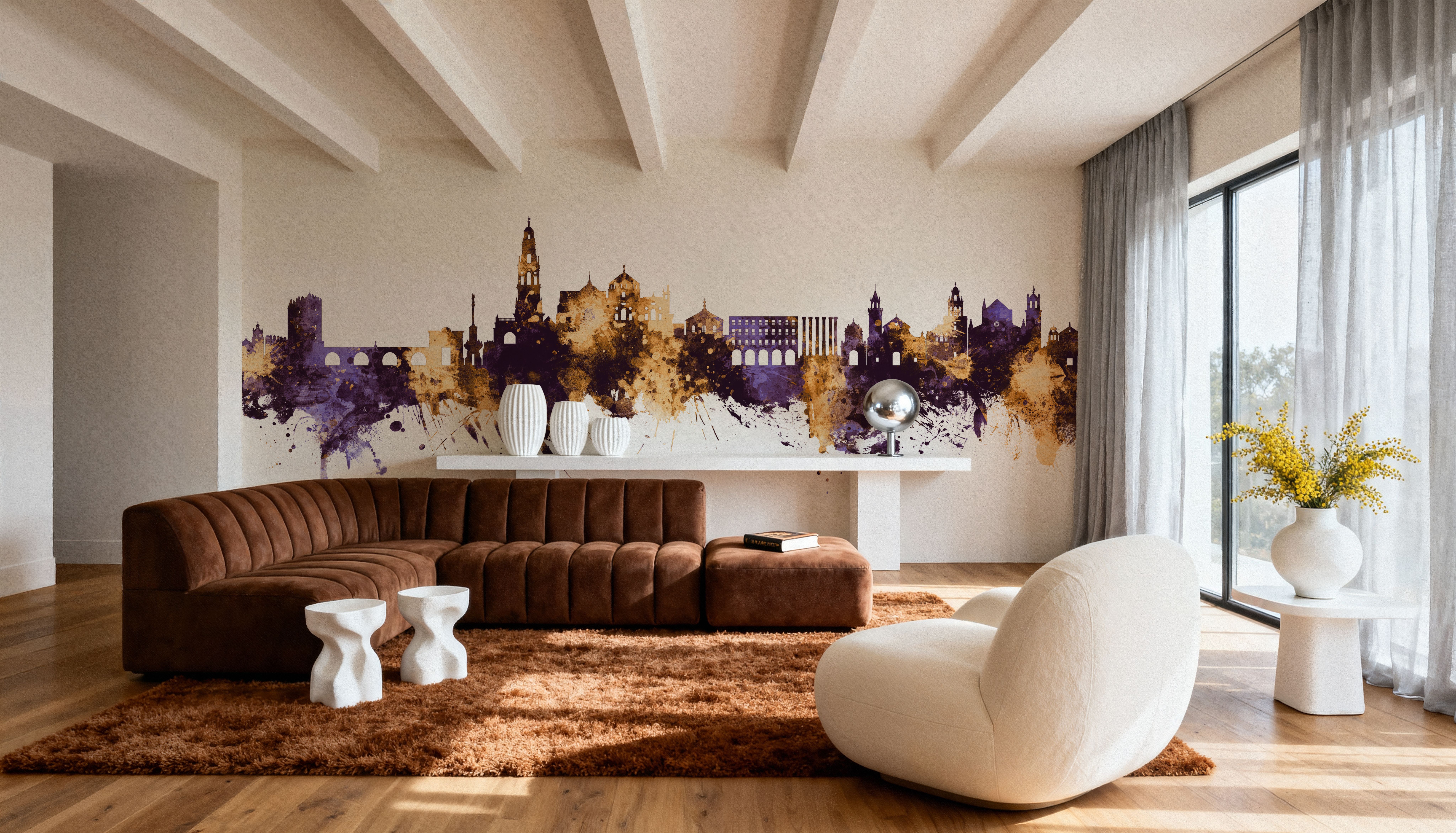 Córdoba Spain Skyline Purple & Gold, Wallpaper