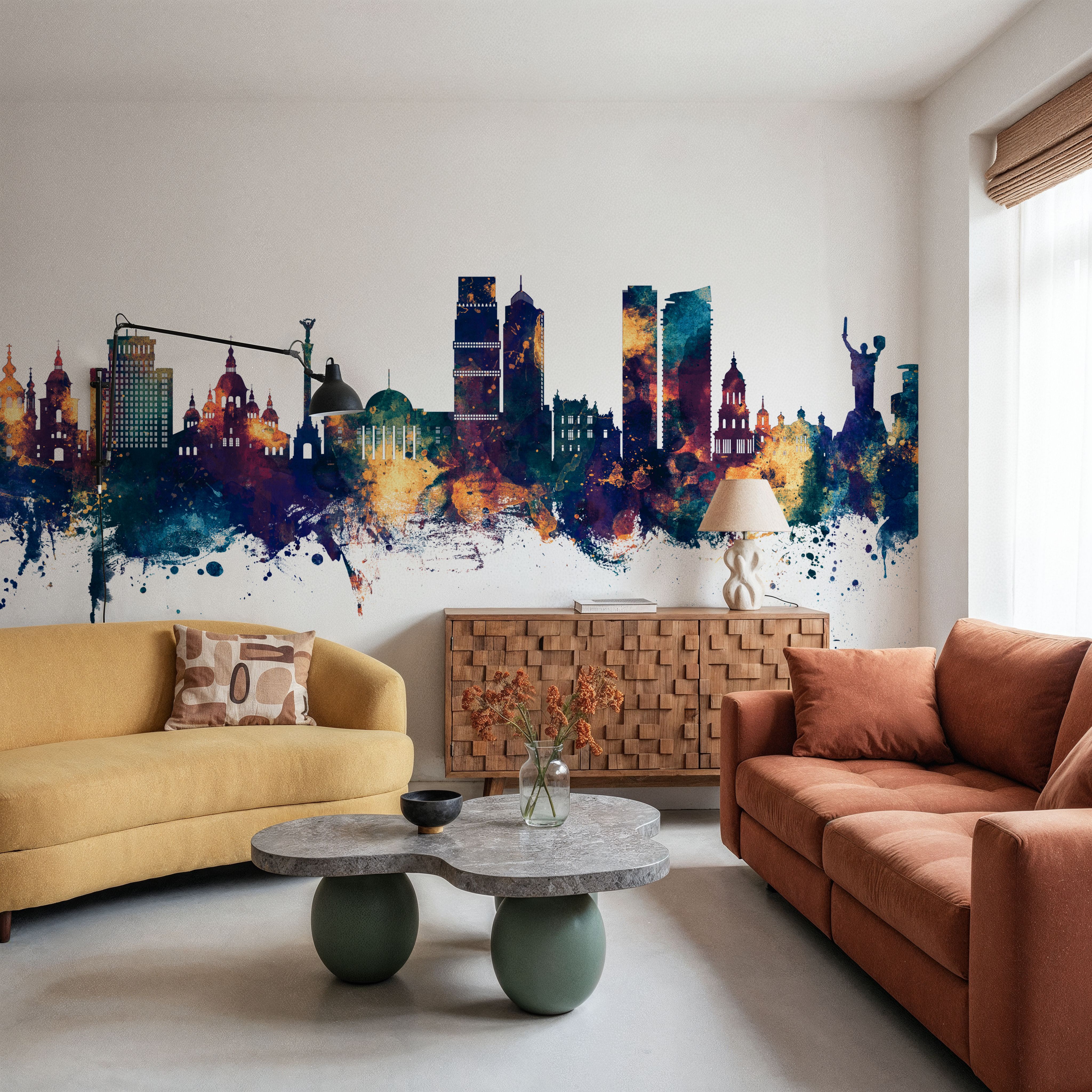 Kyiv Ukraine Skyline Blue & Bronze