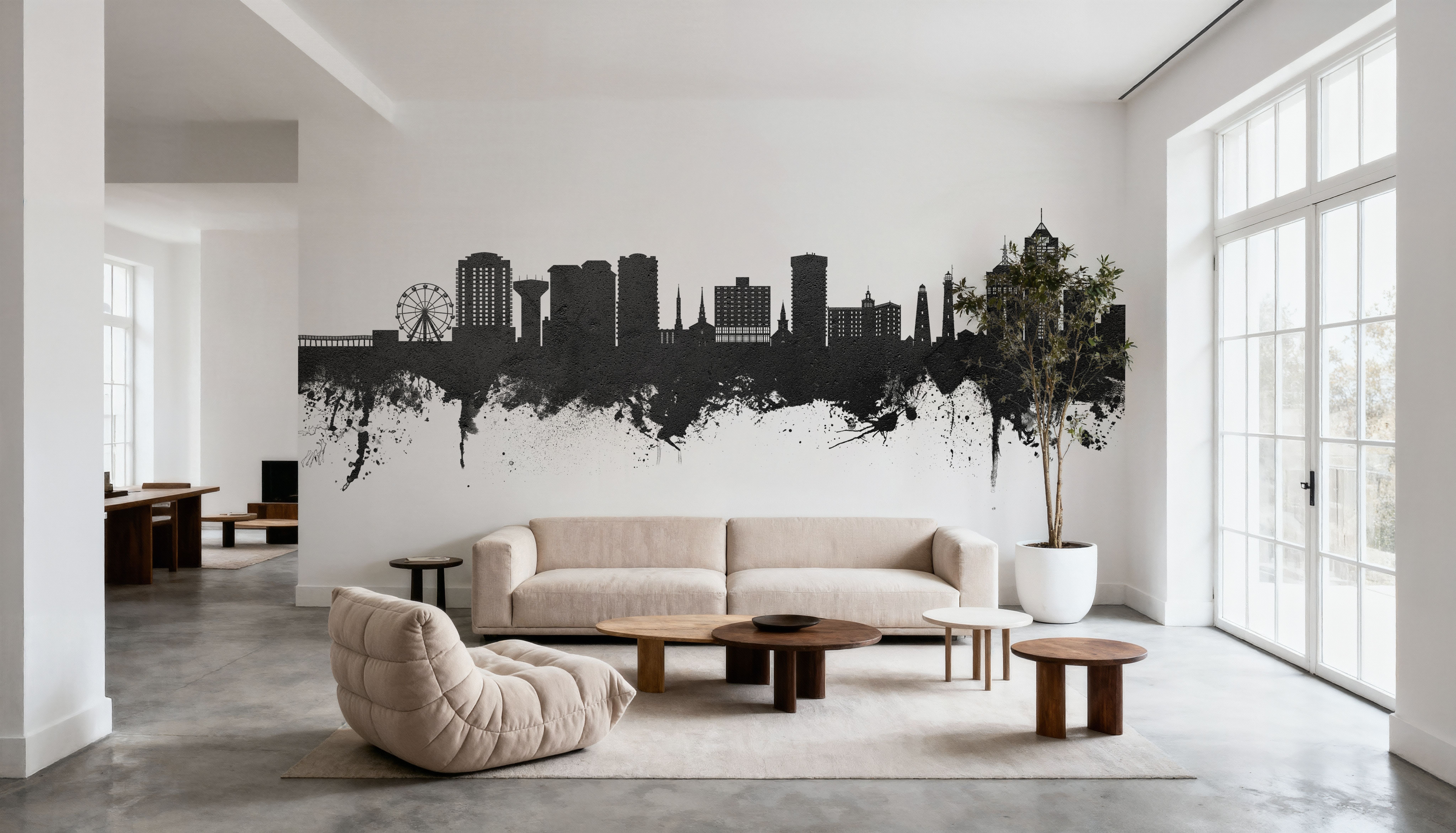 Virginia Beach Skyline Black & White