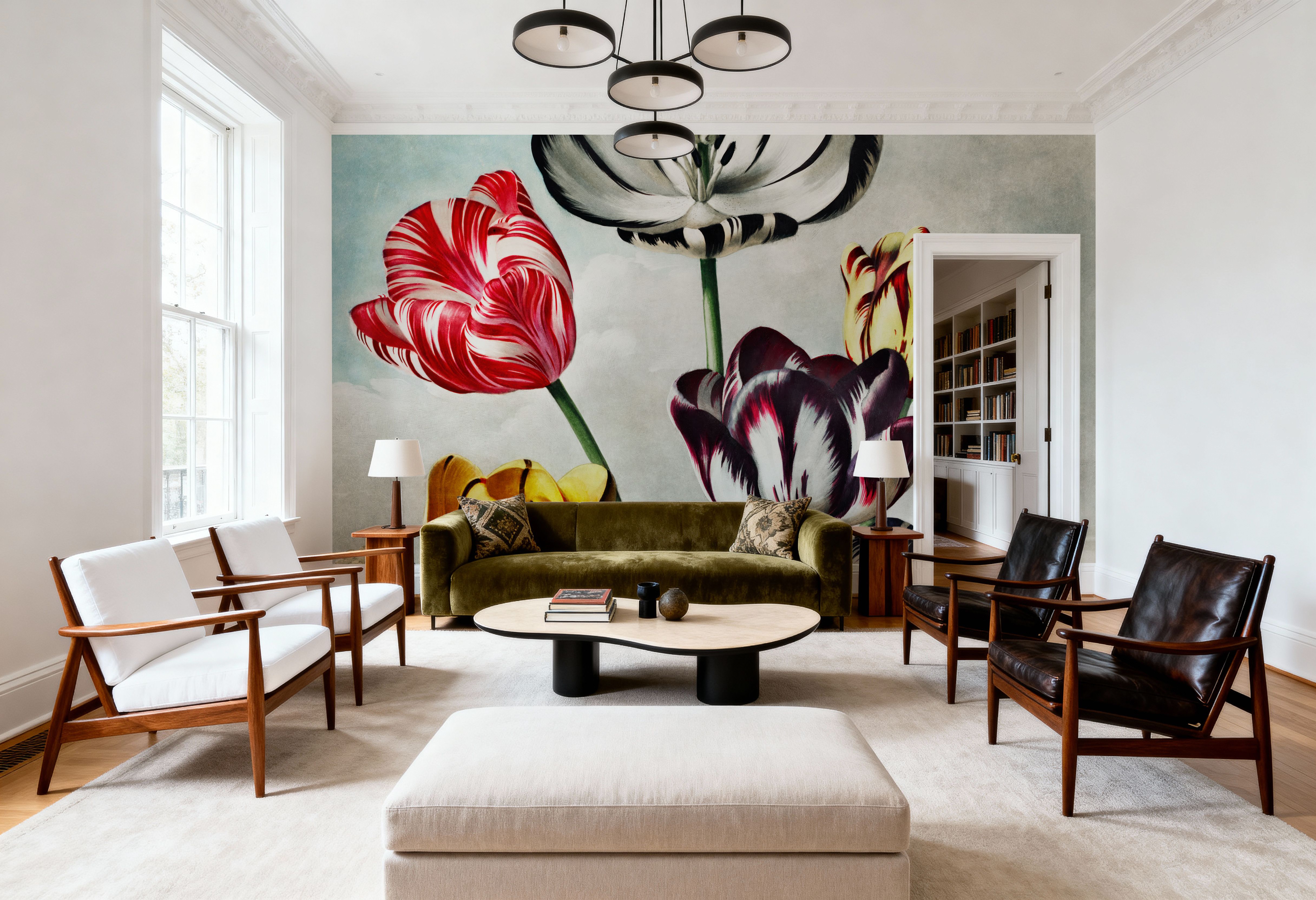 Temple of Flora Tulips, Papel pintado