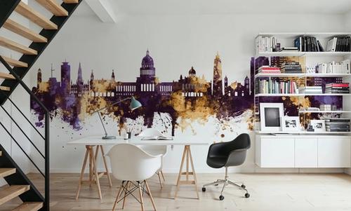 Havana Cuba Skyline Purple & Gold
