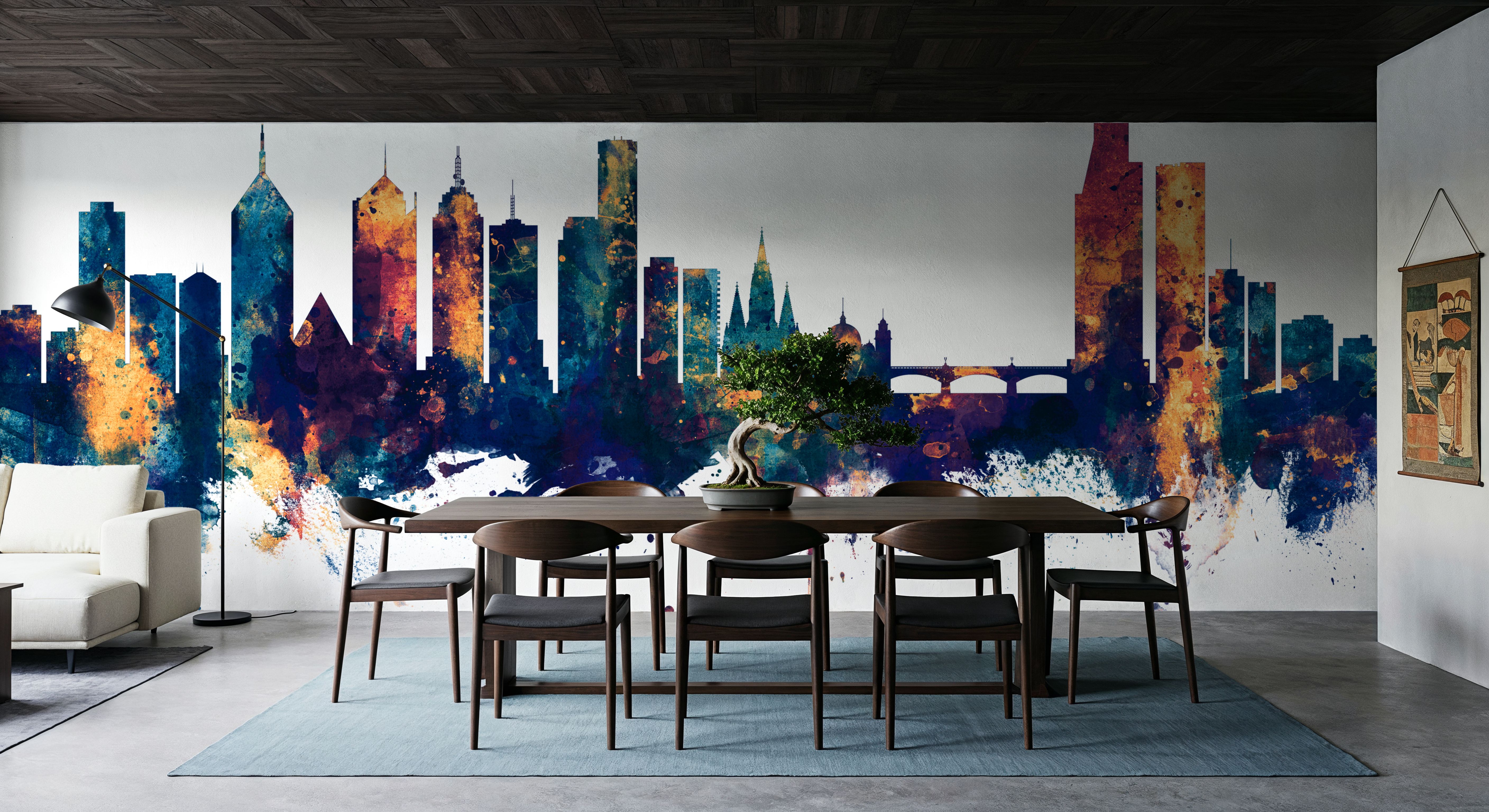 Melbourne Australia Skyline Blue & Bronze