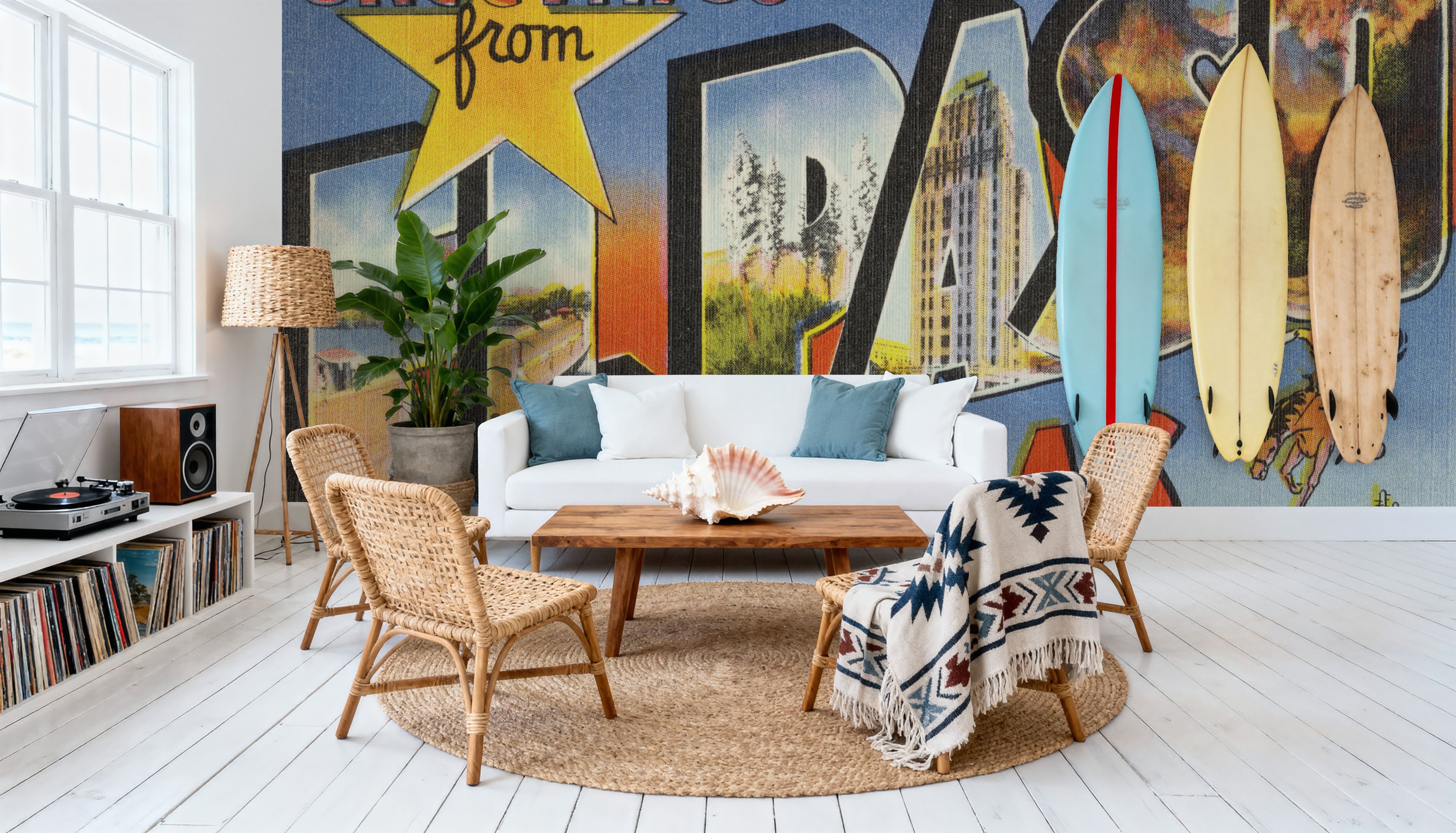 Greetings from El Paso - Screenprint Postcard, Wallpaper