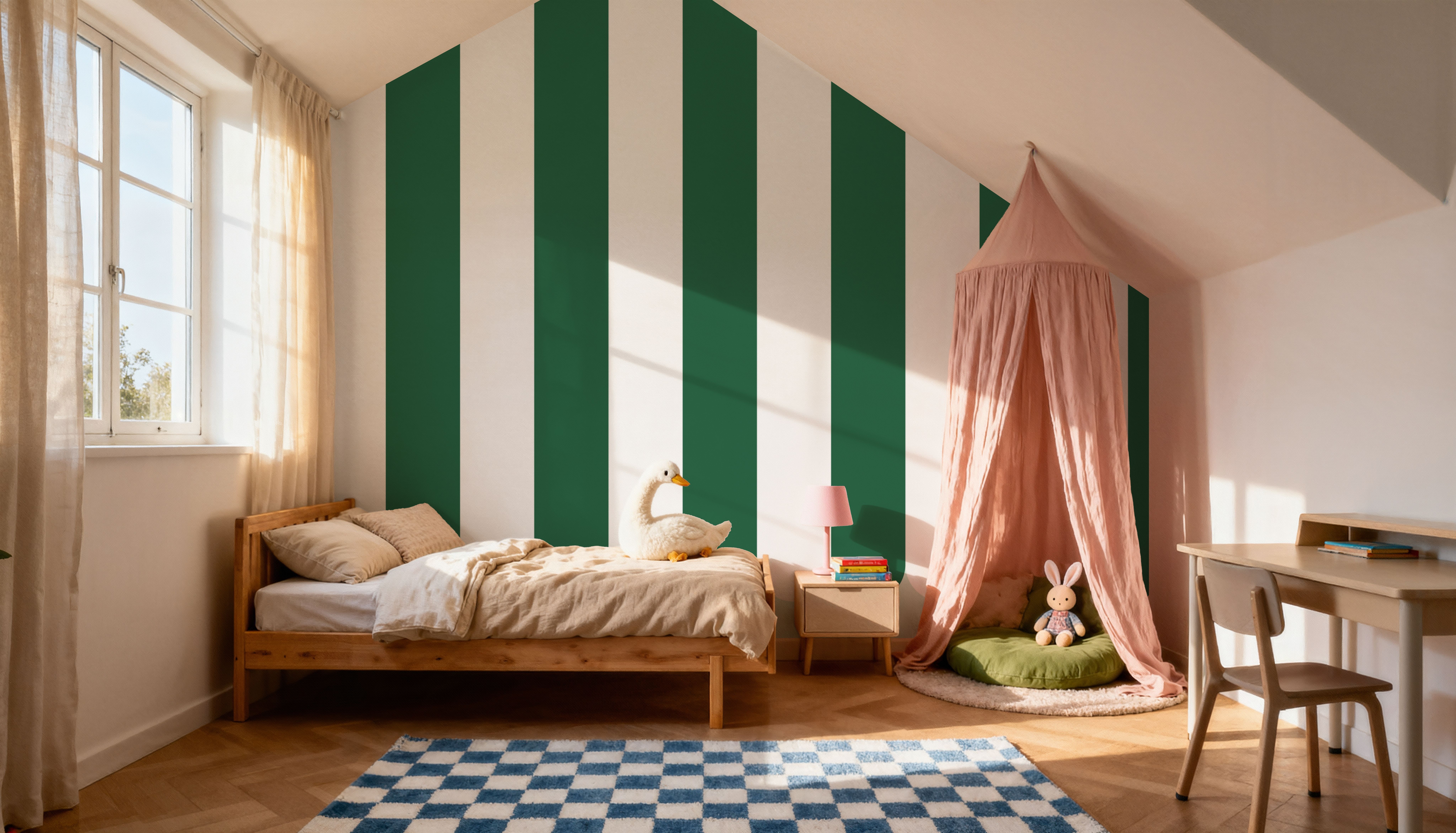 Scalloped Circus Stripes, Salamander Green