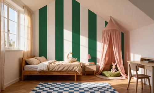 Scalloped Circus Stripes, Salamander Green