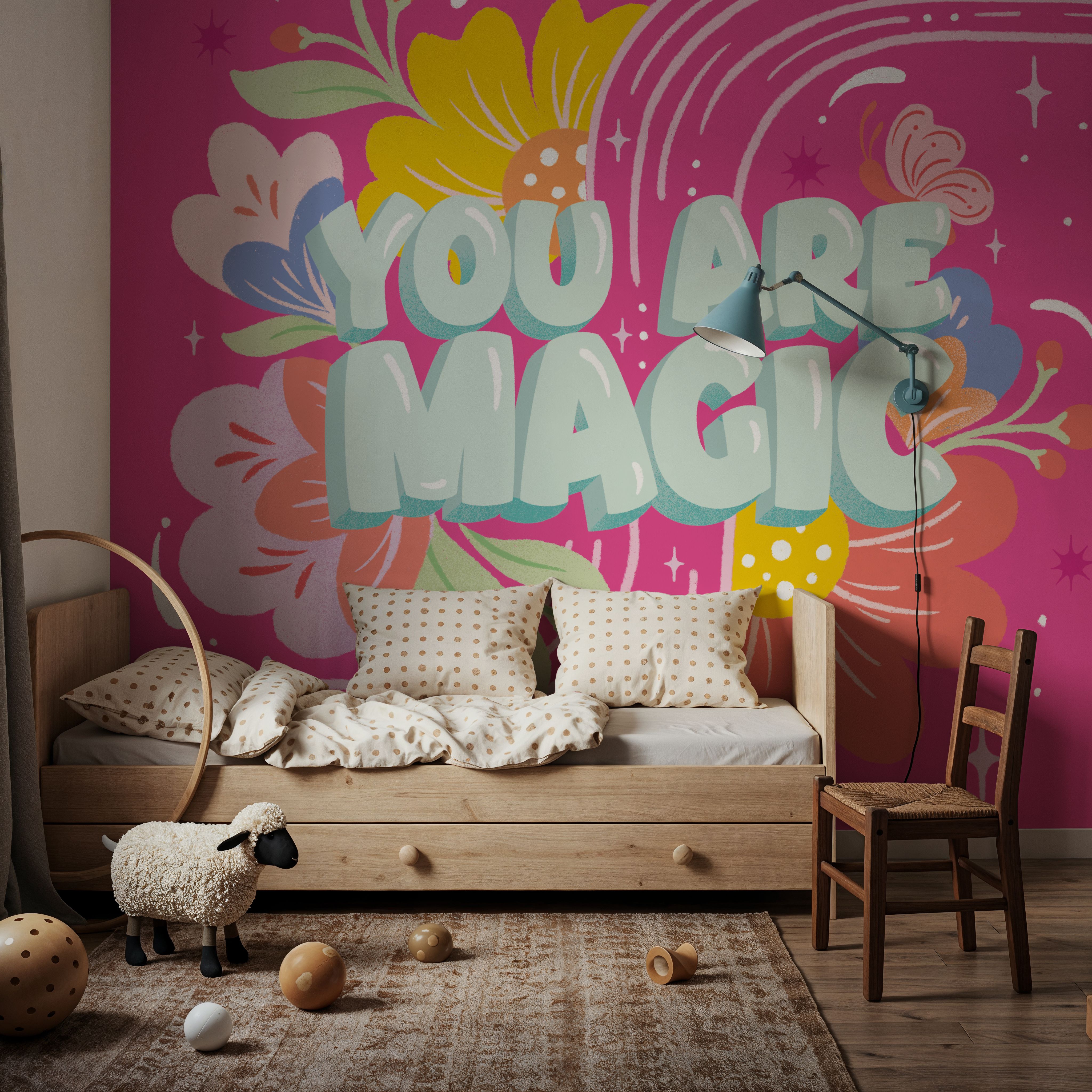 Wall Mural - You Are Magic - Graphics mural wallpaper - Pink - Kids' Room - Wallism US - Premium, Textured or Peel & Stick