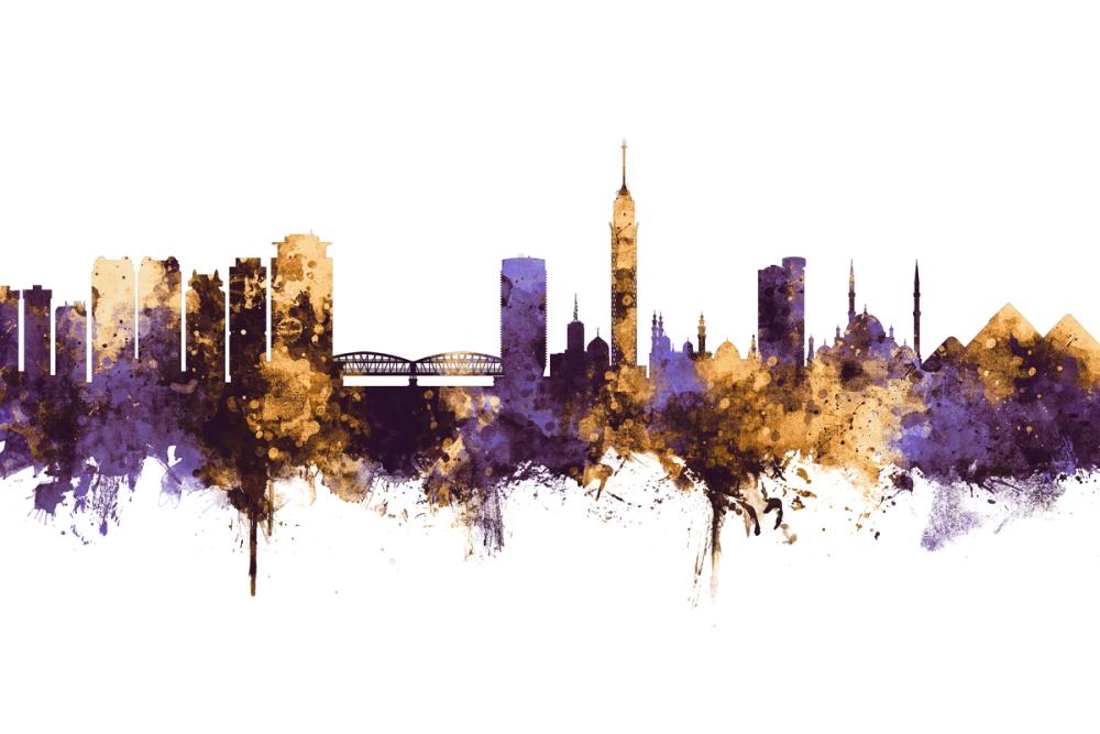 Cairo Egypt Skyline Purple & Gold