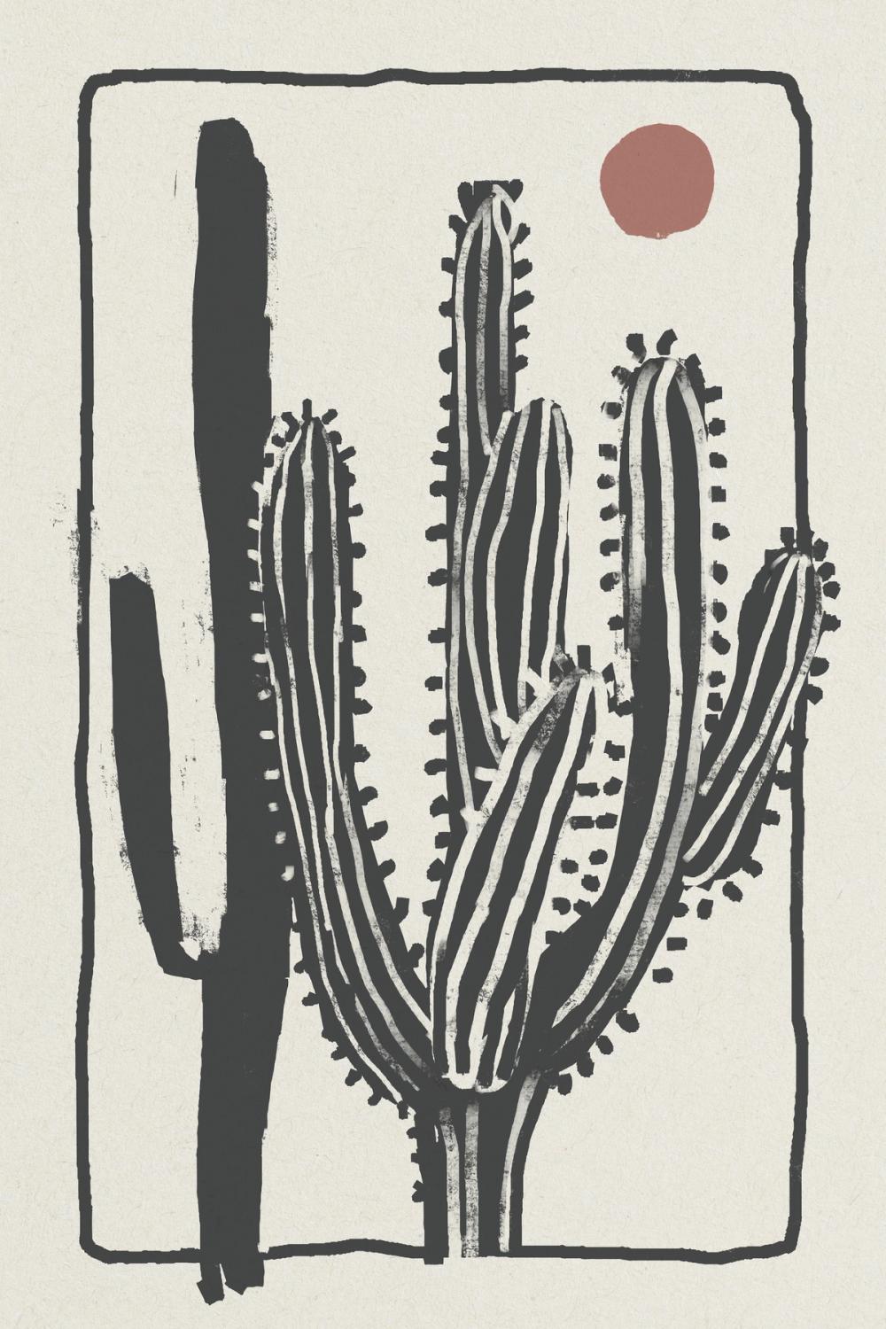 Woodcut Cactus II