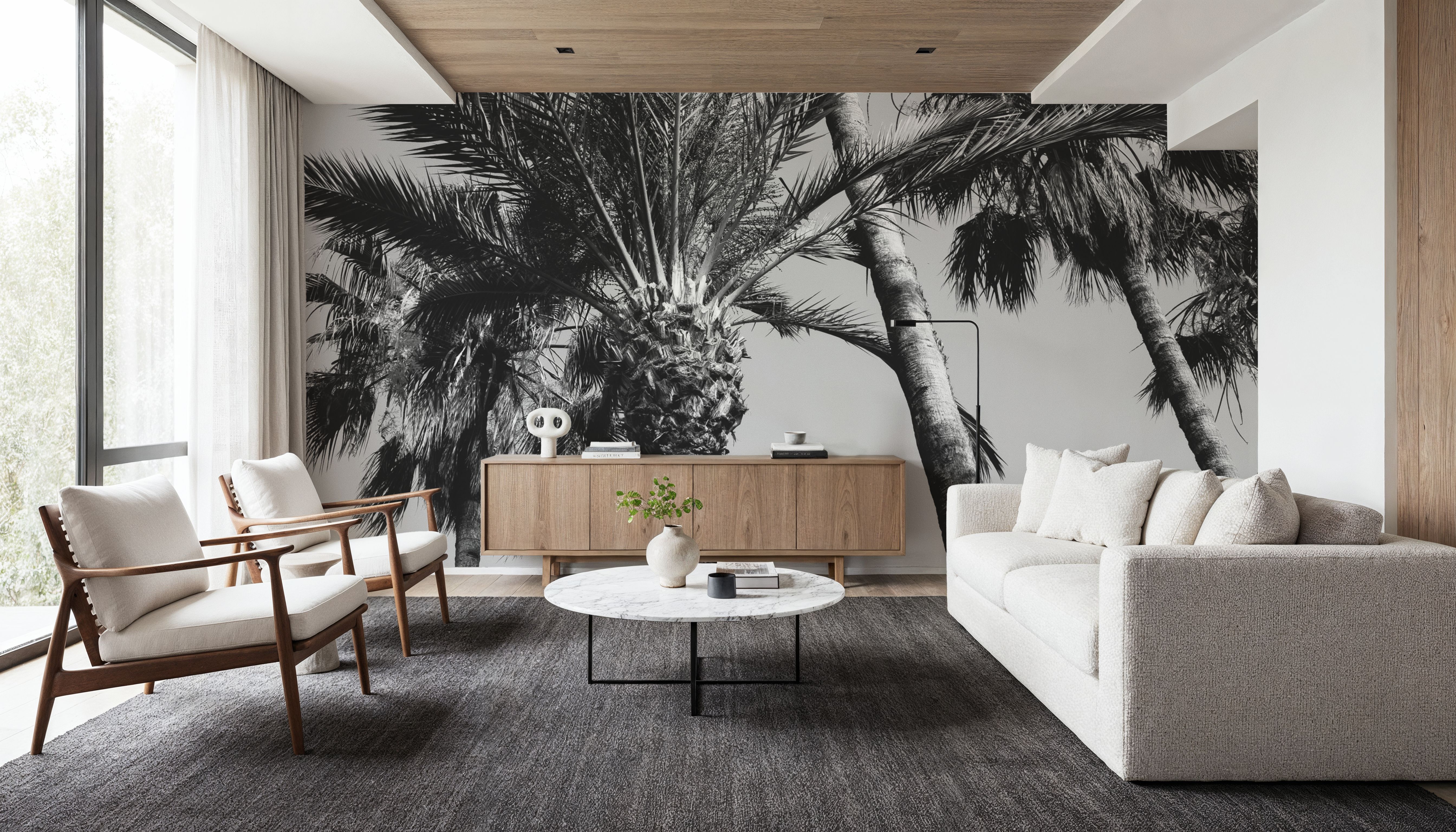 Pink Palms II BW, Wallpaper