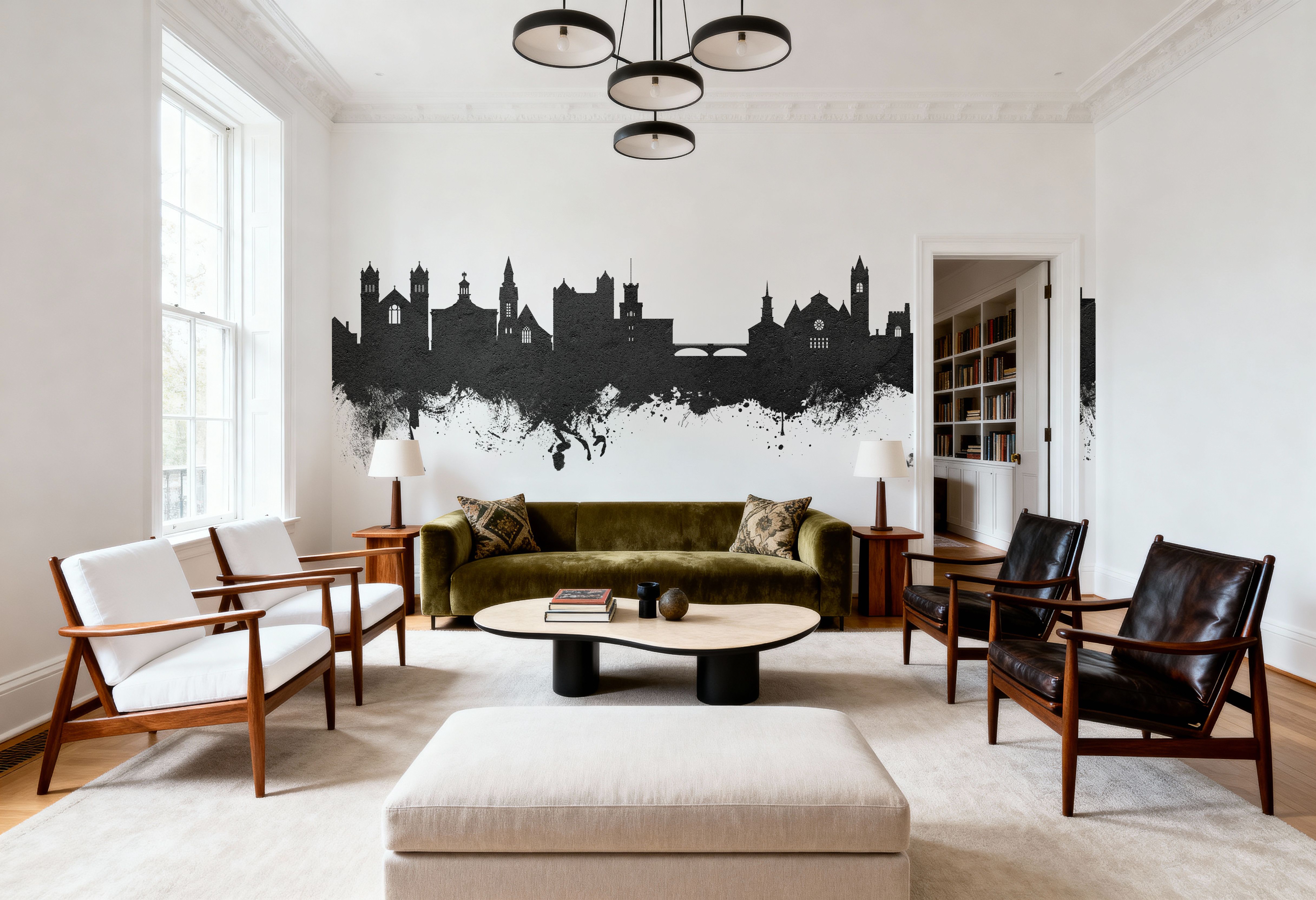 Nashua New Hampshire Skyline Black & White, Wallpaper