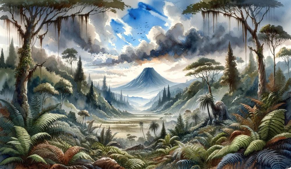 Lush Jungle Valley with Mountains