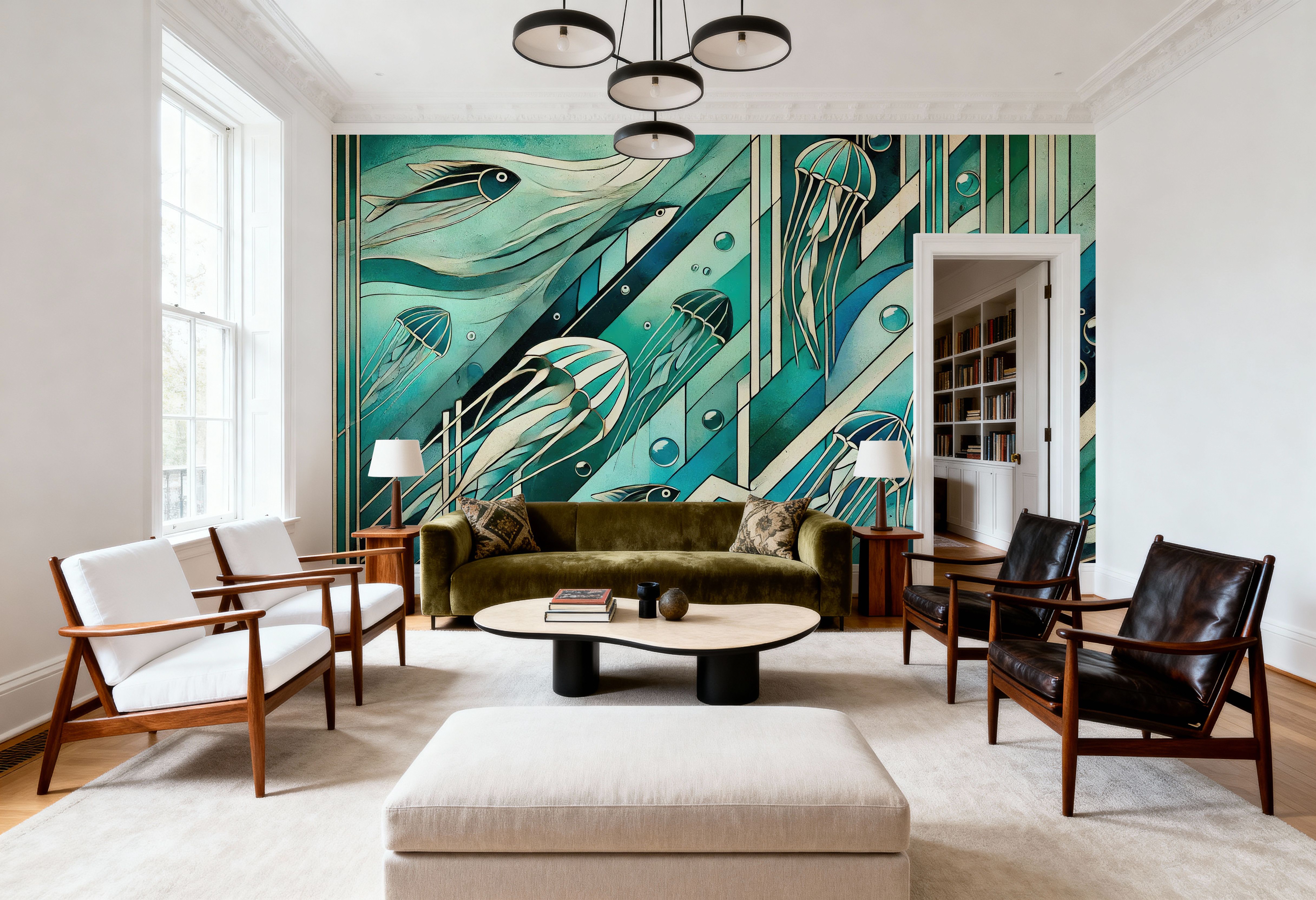 Oceanic Serenade Scene in Art Deco