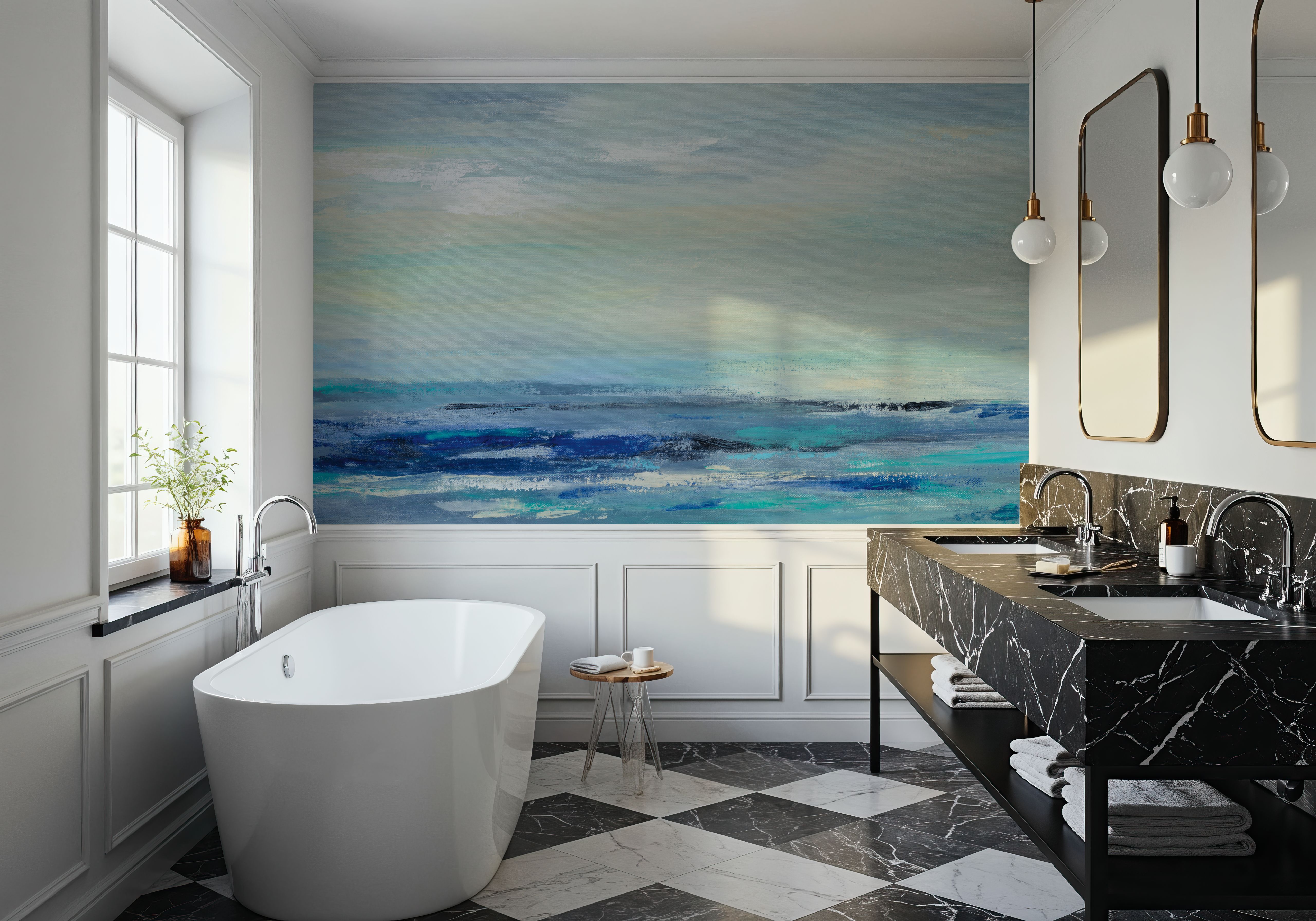 Turquoise Sea Waves I, Wallpaper