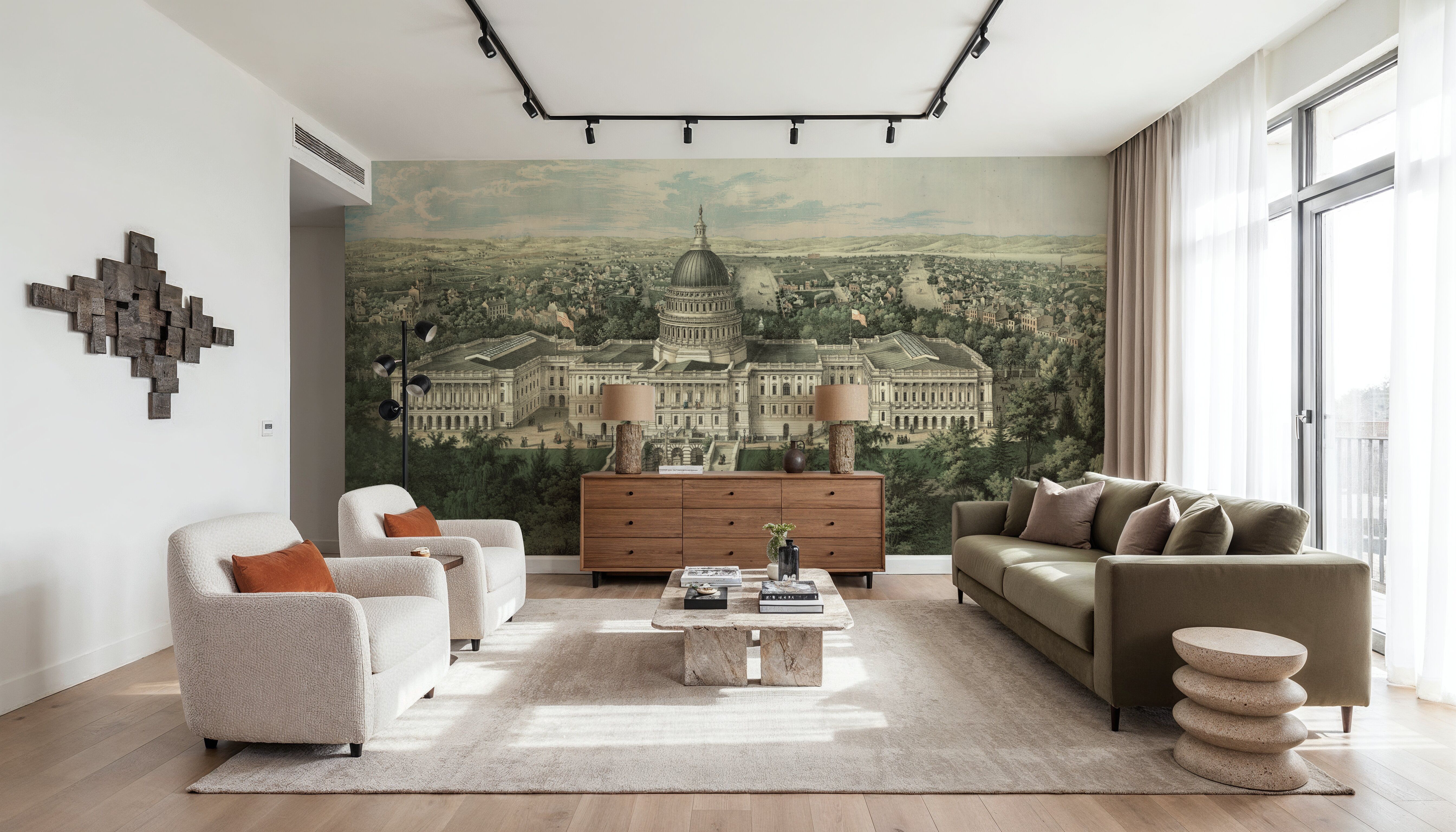 Old view of the United States Capitol and the city of Washington, 1857