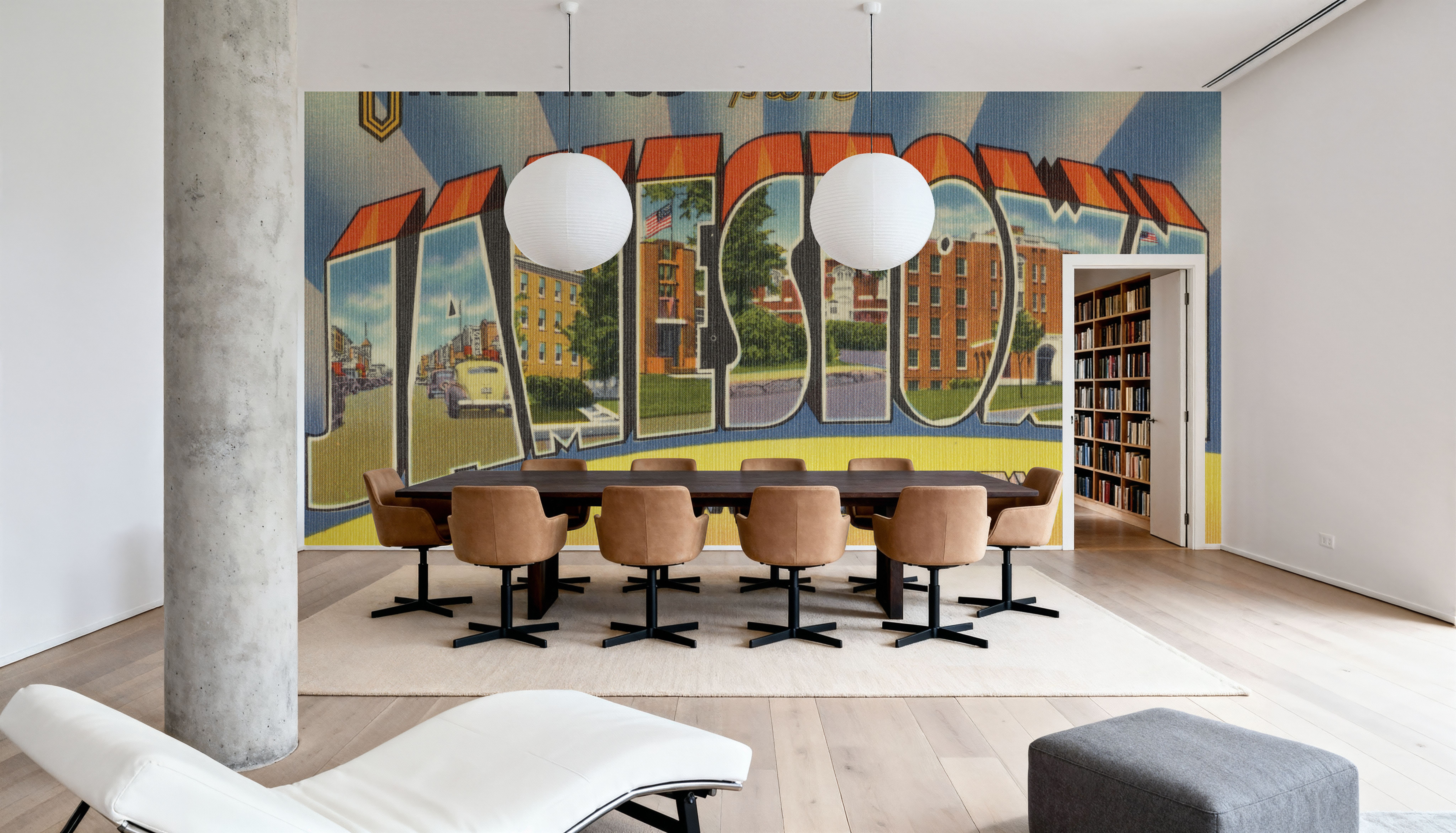 Greetings from Jamestown - Screenprint Postcard, Wallpaper