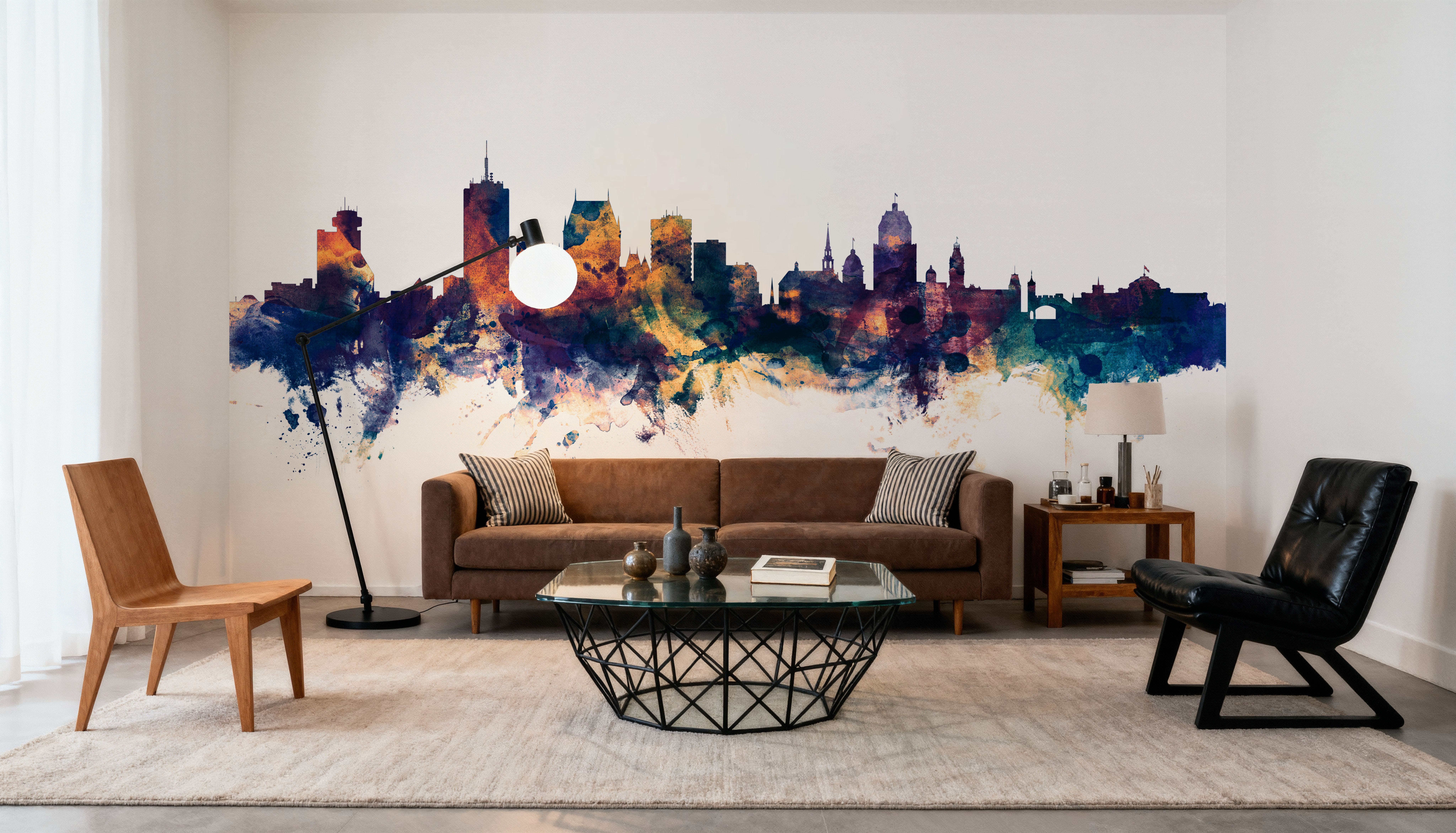 Quebec Canada Skyline Blue & Bronze, Papier peint