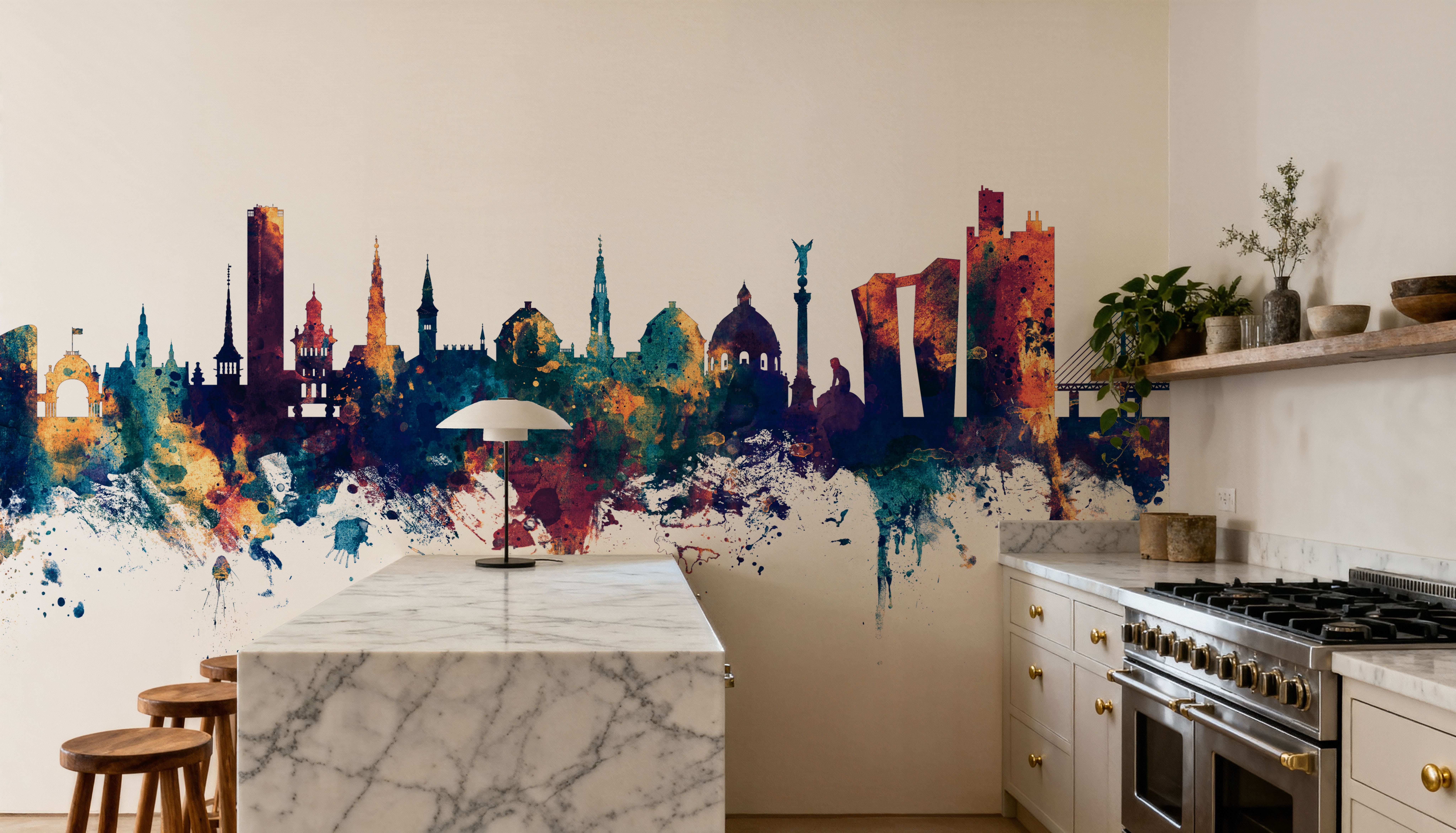 Copenhagen Skyline Blue & Bronze