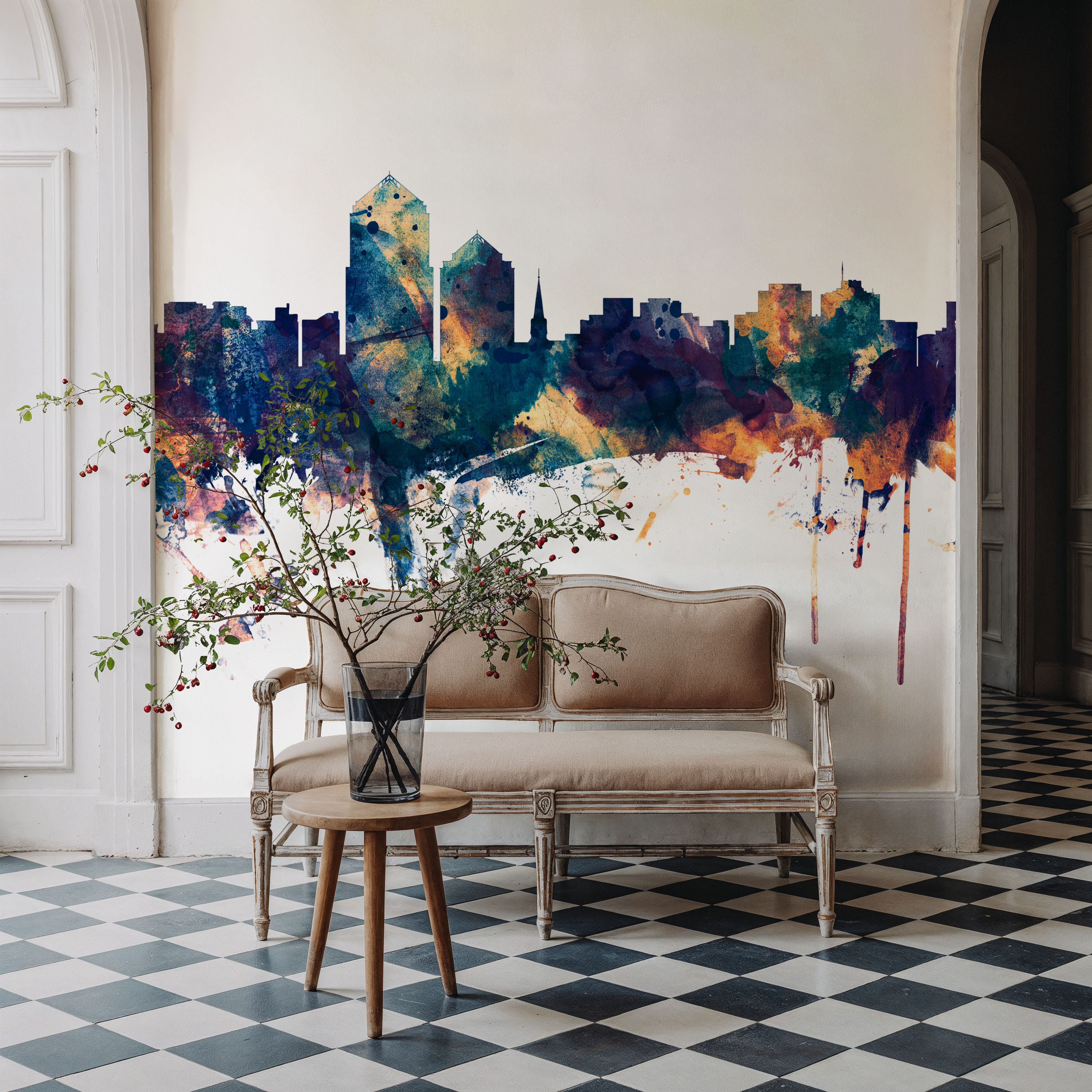 Albuquerque New Mexico Skyline Blue & Bronze