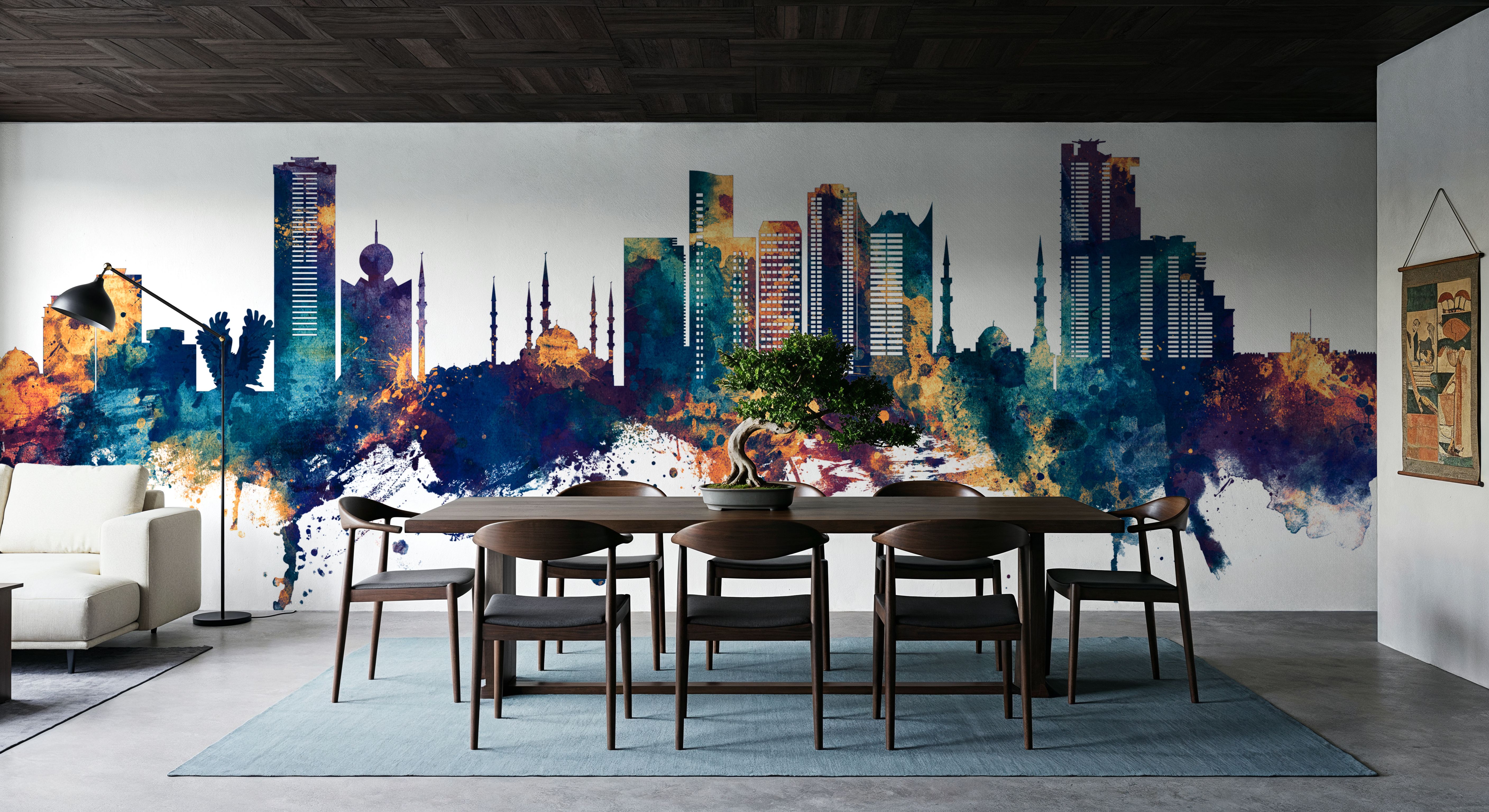 Fujairah Skyline Blue & Bronze, Behang