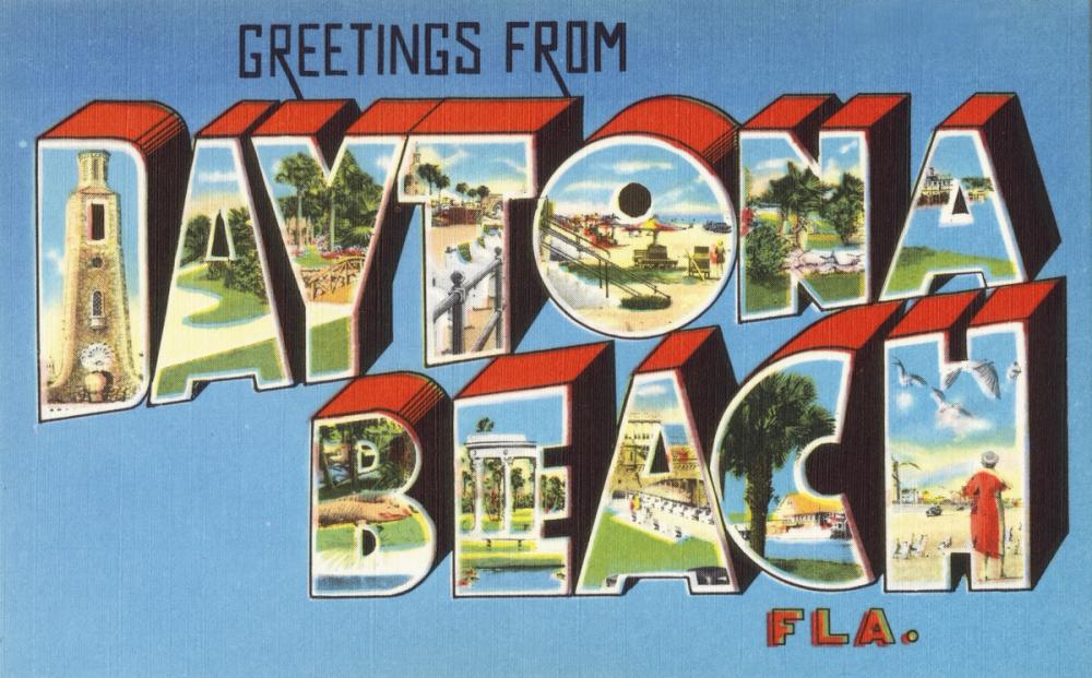 Greetings from Daytona Beach - Screenprint Postcard