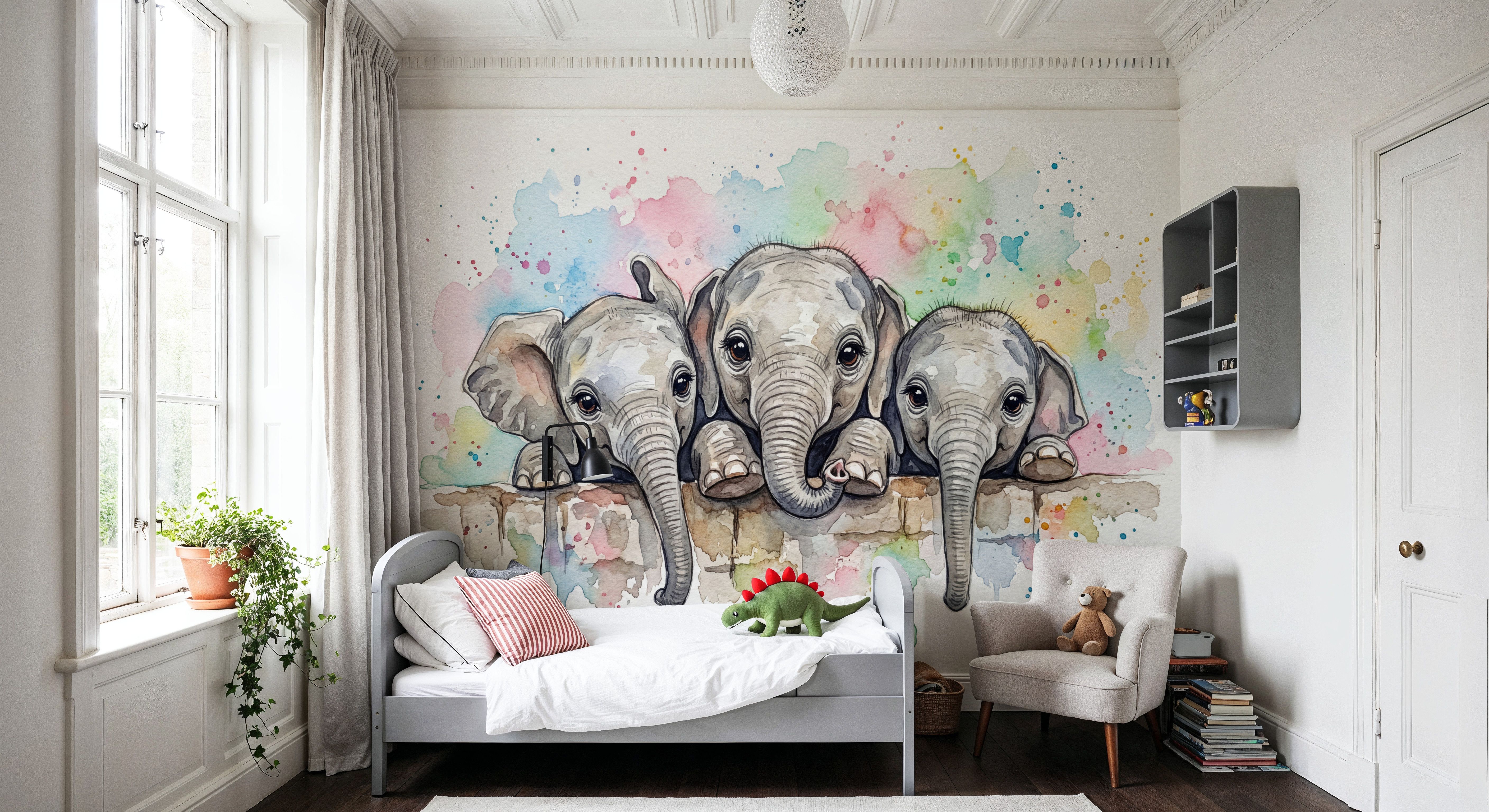 Elephants - Cute Baby Animals Series, Tapet