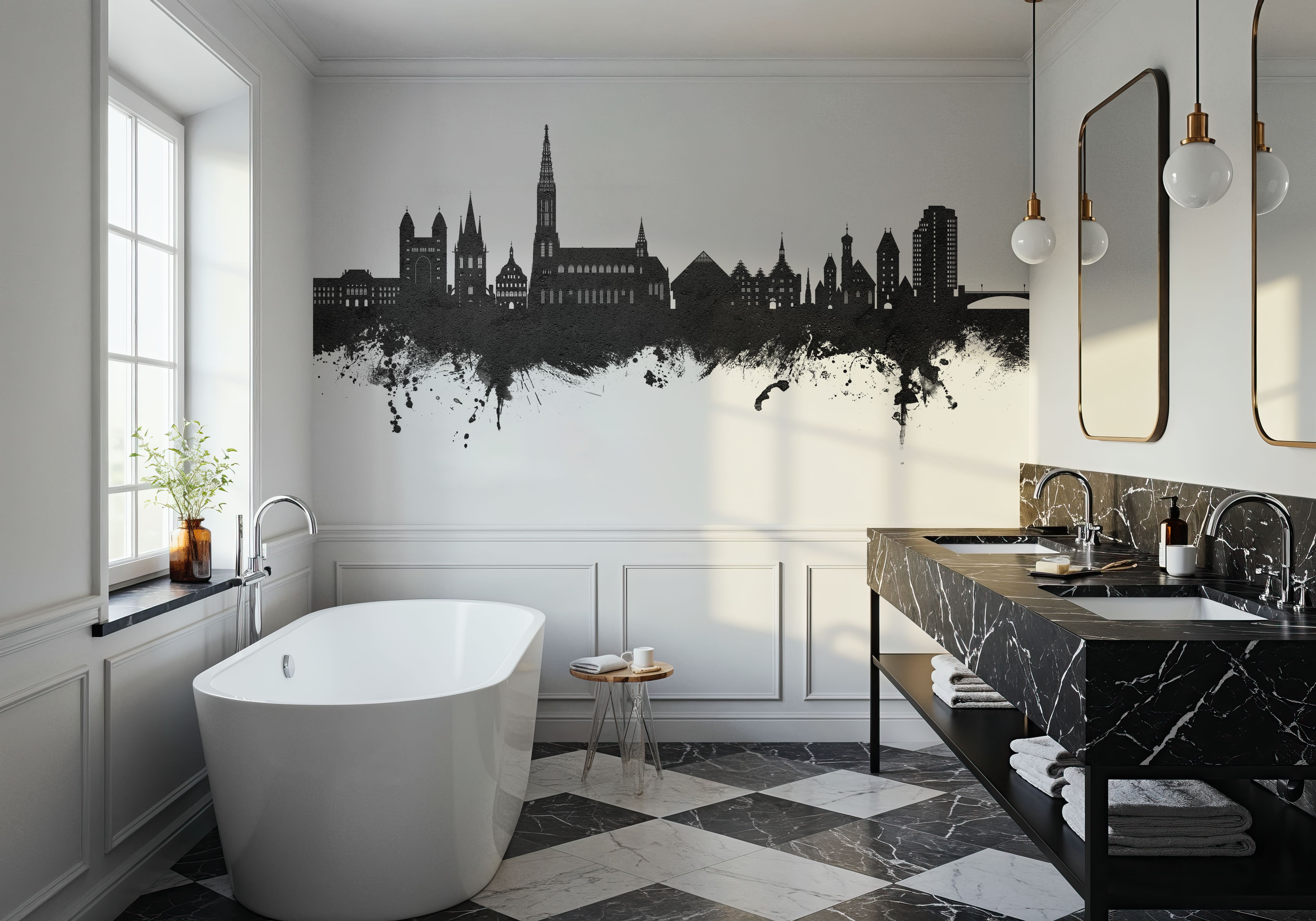 Ulm Germany Skyline Black & White