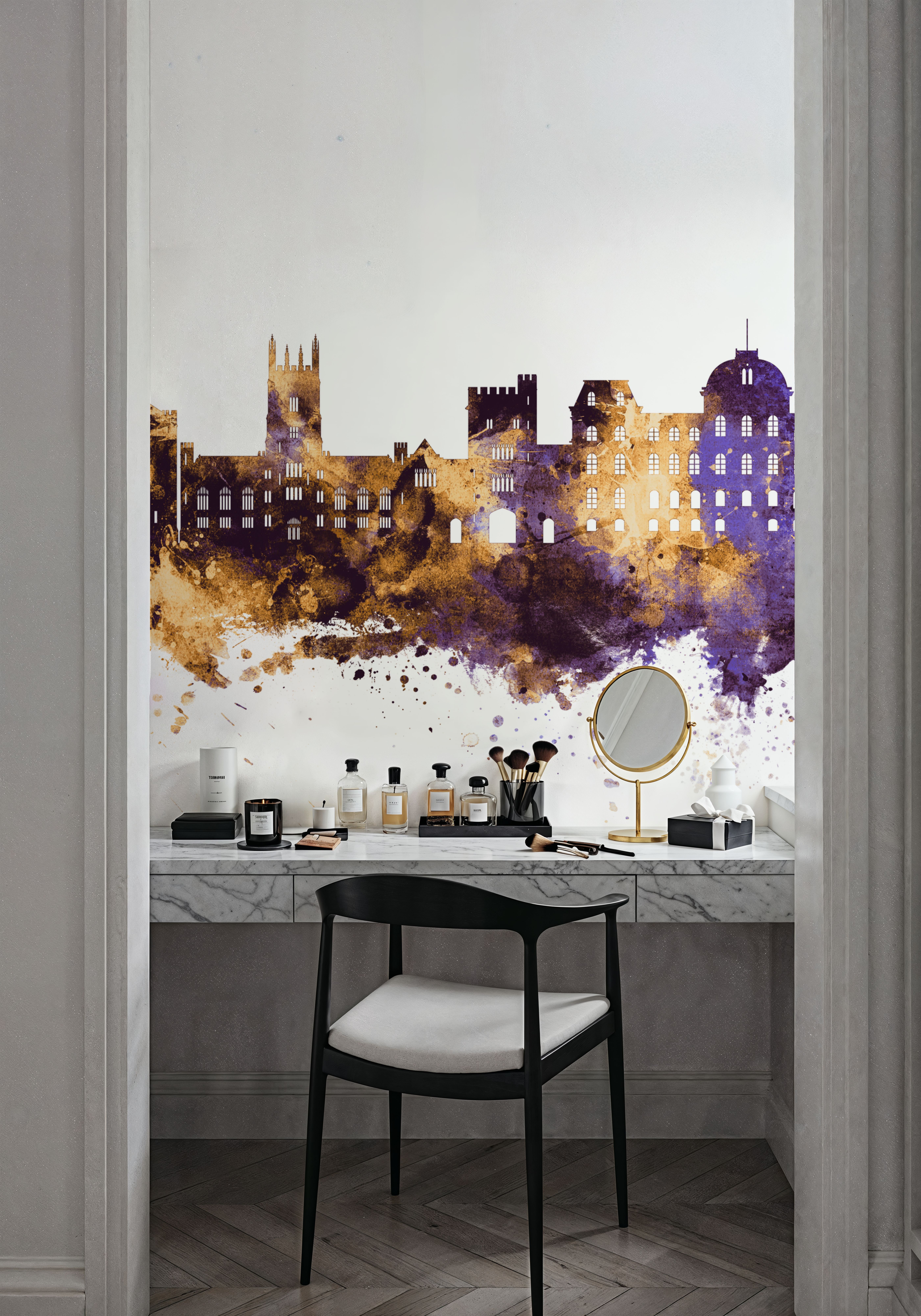 Poughkeepsie New York Skyline  Purple & Gold