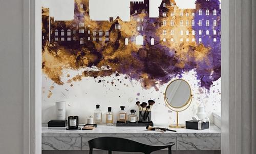 Poughkeepsie New York Skyline Purple & Gold