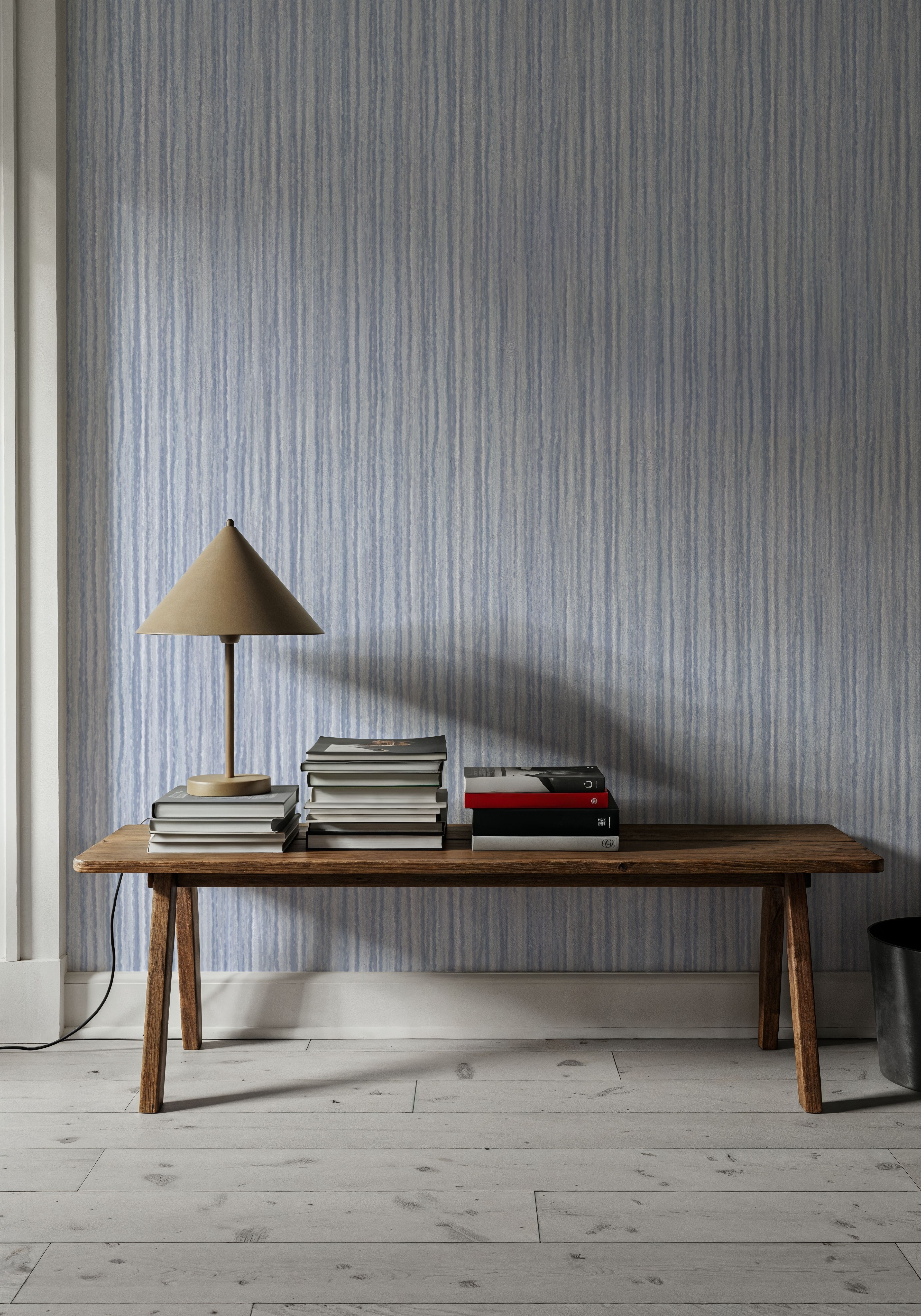 Textured Lines, French Blue, Wallpaper